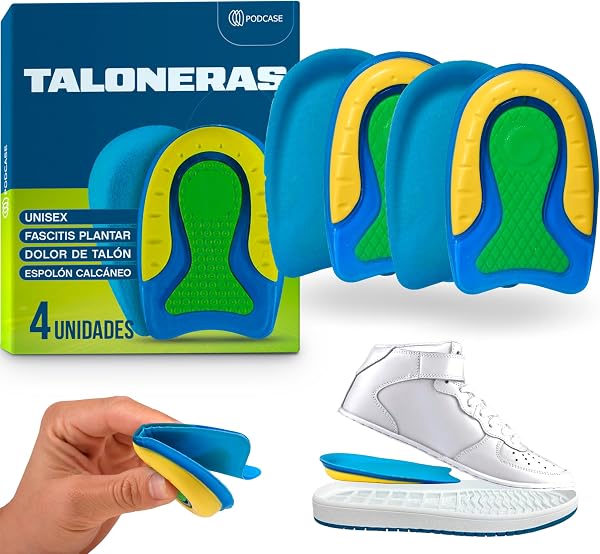 Pack de 4 Taloneras para Corregir la Fascitis Plantar y Espolón Calcaneo - Plantillas de Silicona para Hombre y Mujer - Pantilla de gel para espolones - Unisex - 1