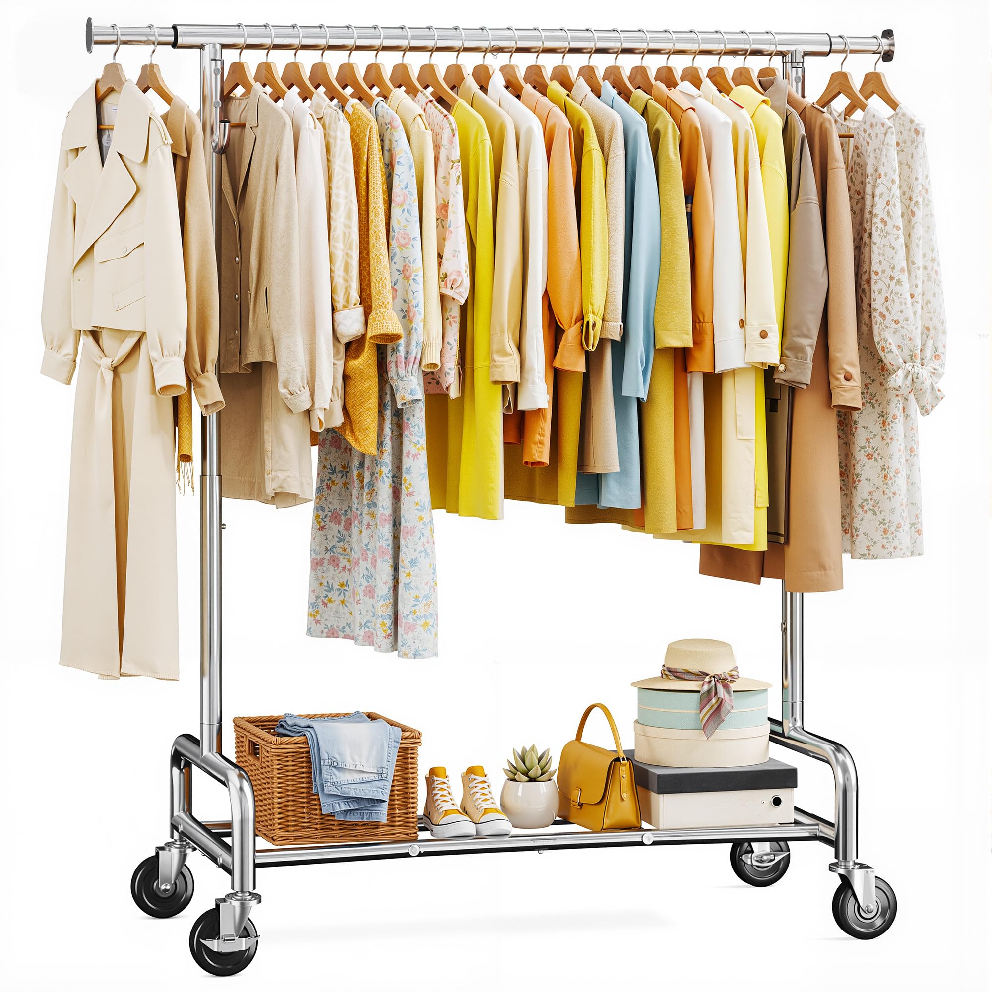 Raybee 76" W Heavy Duty Clothes Rack, 450LBS Capacity, Space-Saving