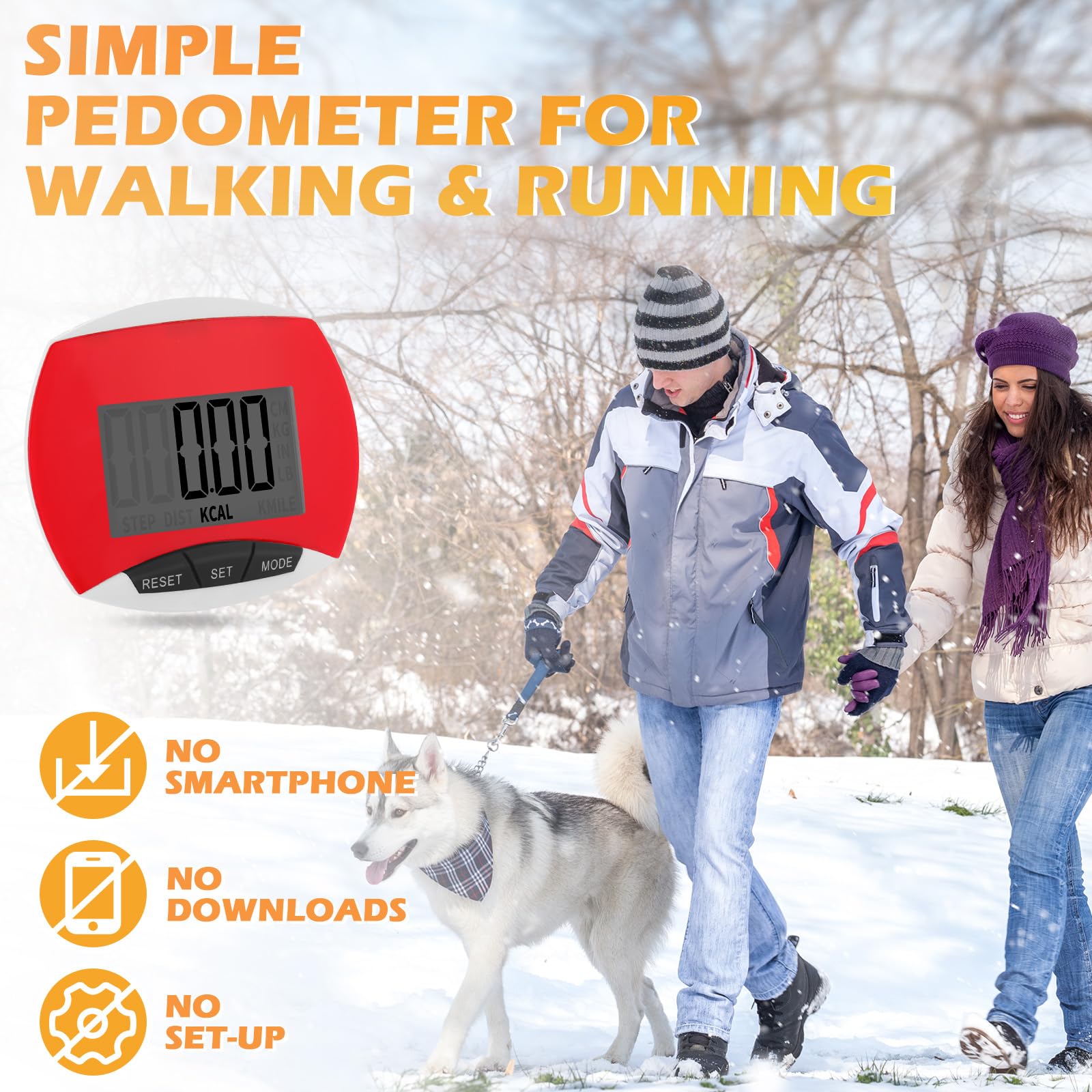 Copkim Lot de 9 podomètres simples en vrac pour la marche et les kilomètres avec calories brûlées - Portable - Pour personnes âgées, hommes, femmes, jogging, randonnée, course à pied