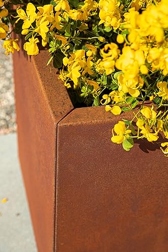 Miniatura 7 de Veradek Maceta mediana con forma de cubo de la serie metálica, acero corten