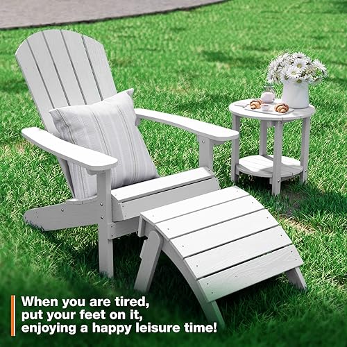 Miniatura 6 de YEFU Adirondack - Juego de 2 otomanas Adirondack, reposapiés de patio, reposapiés Adirondack plegable, resistente a la intemperie para silla