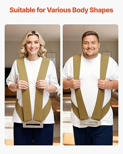 Miniatura 4 de VEVOR Correas móviles, soporta hasta 1000 libras, sistema de elevación y movimiento para 2 personas con 2 correas de arnés y 1 correa de carga,