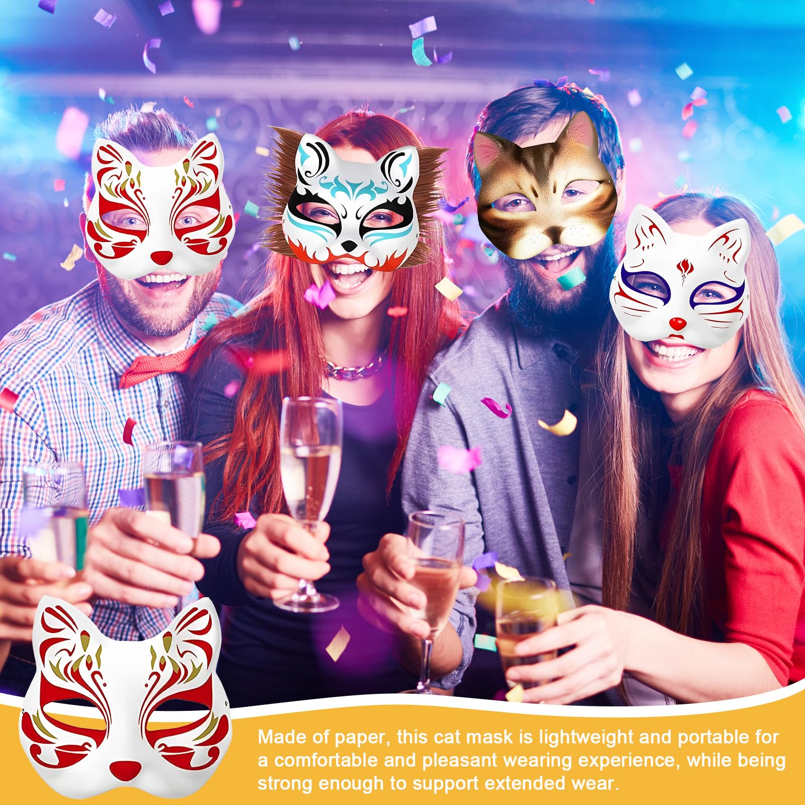 Starvortex 10 Pezzi Maschera Gatto Fai Da Te, Kit Completo con Colori Acrilici e Pelliccia Sintetica per Therian Mask, Maschere da Gatto Personalizzabili per Halloween, Carnevale, Cosplay