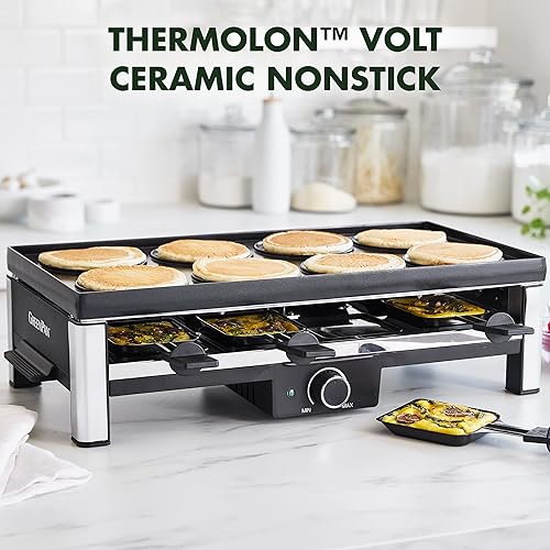 Miniatura 2 de GreenPan Electrics Healthy Ceramic antiadherente 3 en 1 parrilla reversible, plancha y raclette, sin PFAS, sirve hasta 8 personas para fiestas y