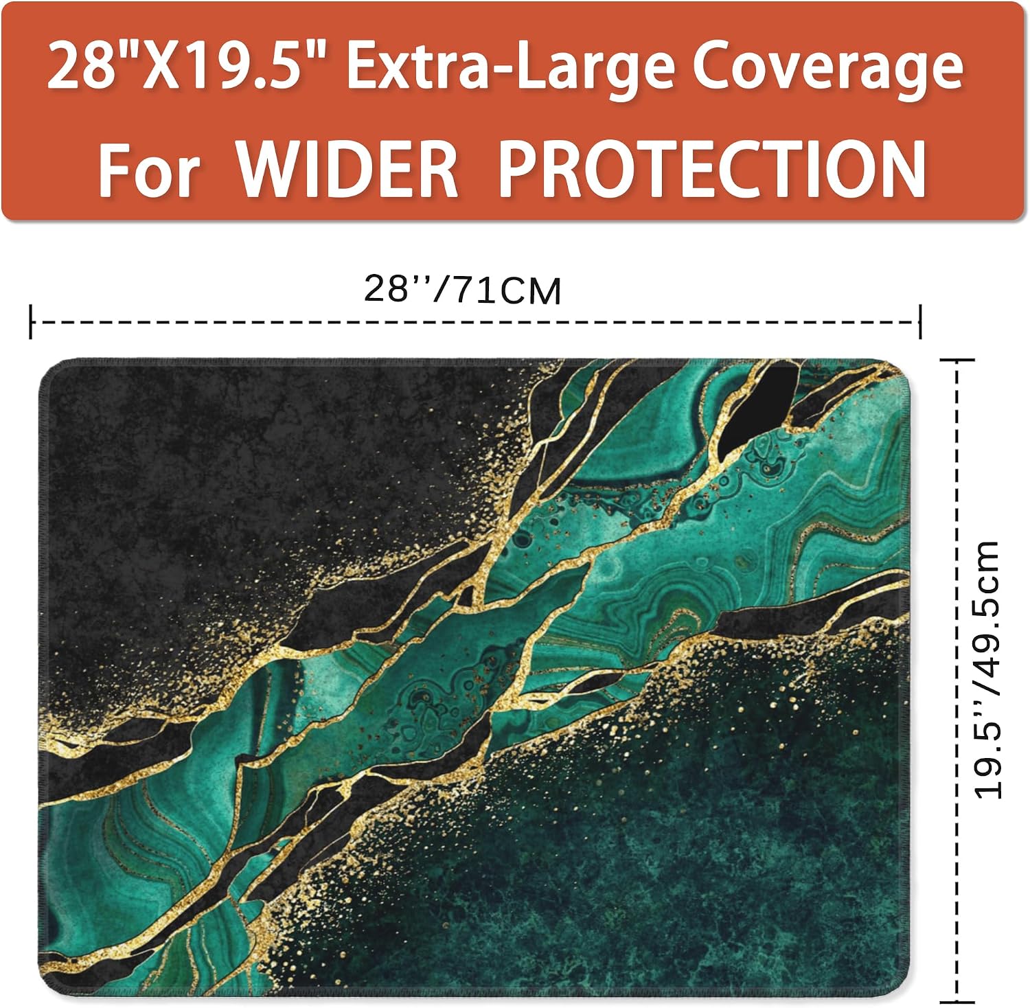 Green Marble Stove Top Covers,Golden Abstract Veins Stove Cover,Anti-Slip Heat Resistant Glass Cooktop Covers,Kitchen Stovetop Protector Mat,Waterproof Countertop Protector (28"x19.5")