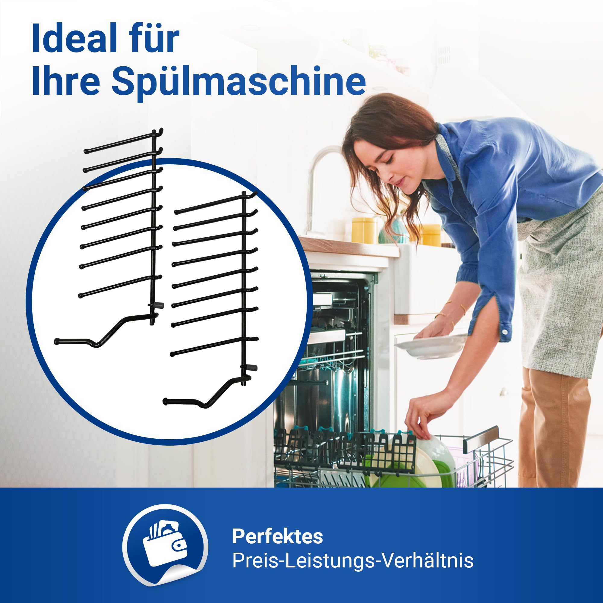 VIOKS 2x Unterkorbeinsatz Geschirrspüler Ersatz für Bosch Siemеns 00645102 | Klappstachelreihe Unterkorb, 2 x 9 Stacheln, ersetzt 645102, Ersatz für Küppersbusch 436749, für Teller Spülmaschine Korb