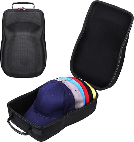 Miniatura 8 de khanka Estuche de transporte rígido compatible con gorras de béisbol. Este organizador protege hasta 8 sombreros (rojo) Rojo -,Negro