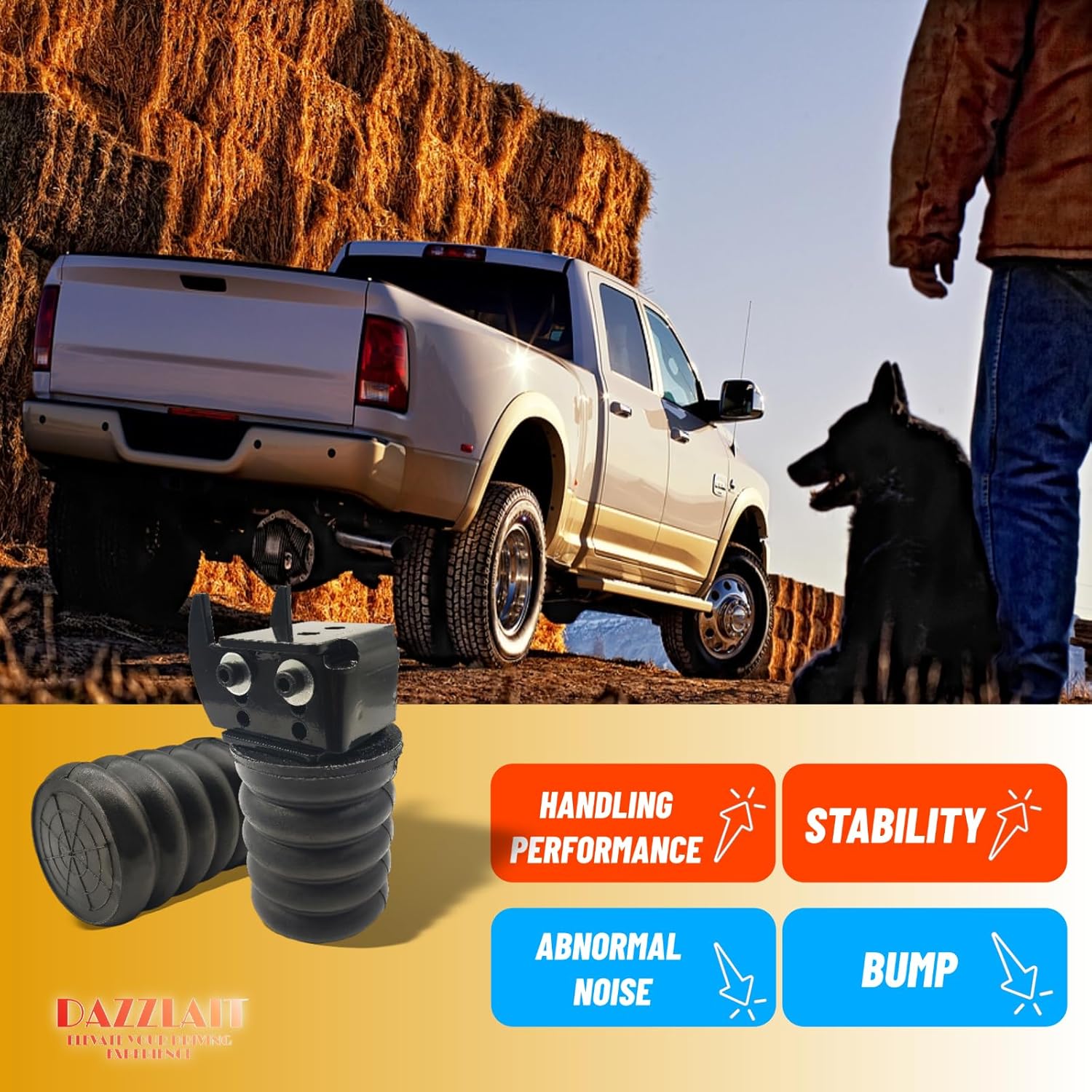 SSR-146-47 Rear Suspension Enhancement Black | Bump Stop Fit for Ford F-150 2/4WD (2019-2023) excluding Raptor models | Rear Suspension Helper Springs