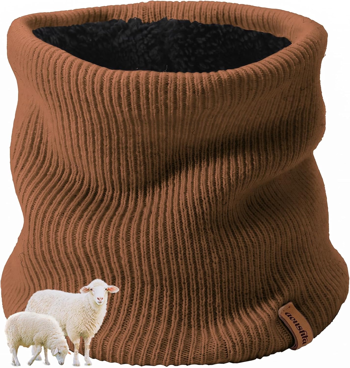 ACUSHLA Merino Wool Neck Gaiter Fleece Lined Winter Scarf Ski Face Mask