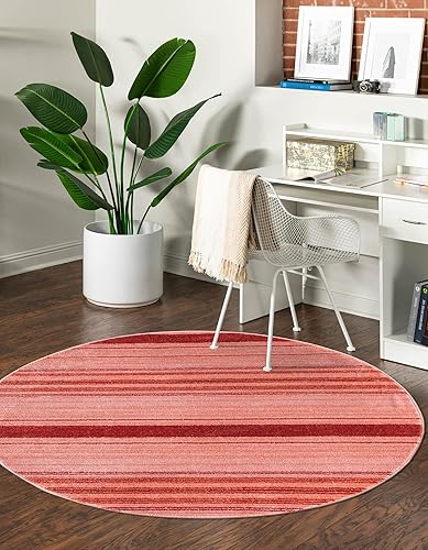 Miniatura 4 de Unique Loom Gemstone Collection - Alfombra de área (3 pies 2 pulgadas, redonda, rosa oxidadorojo)