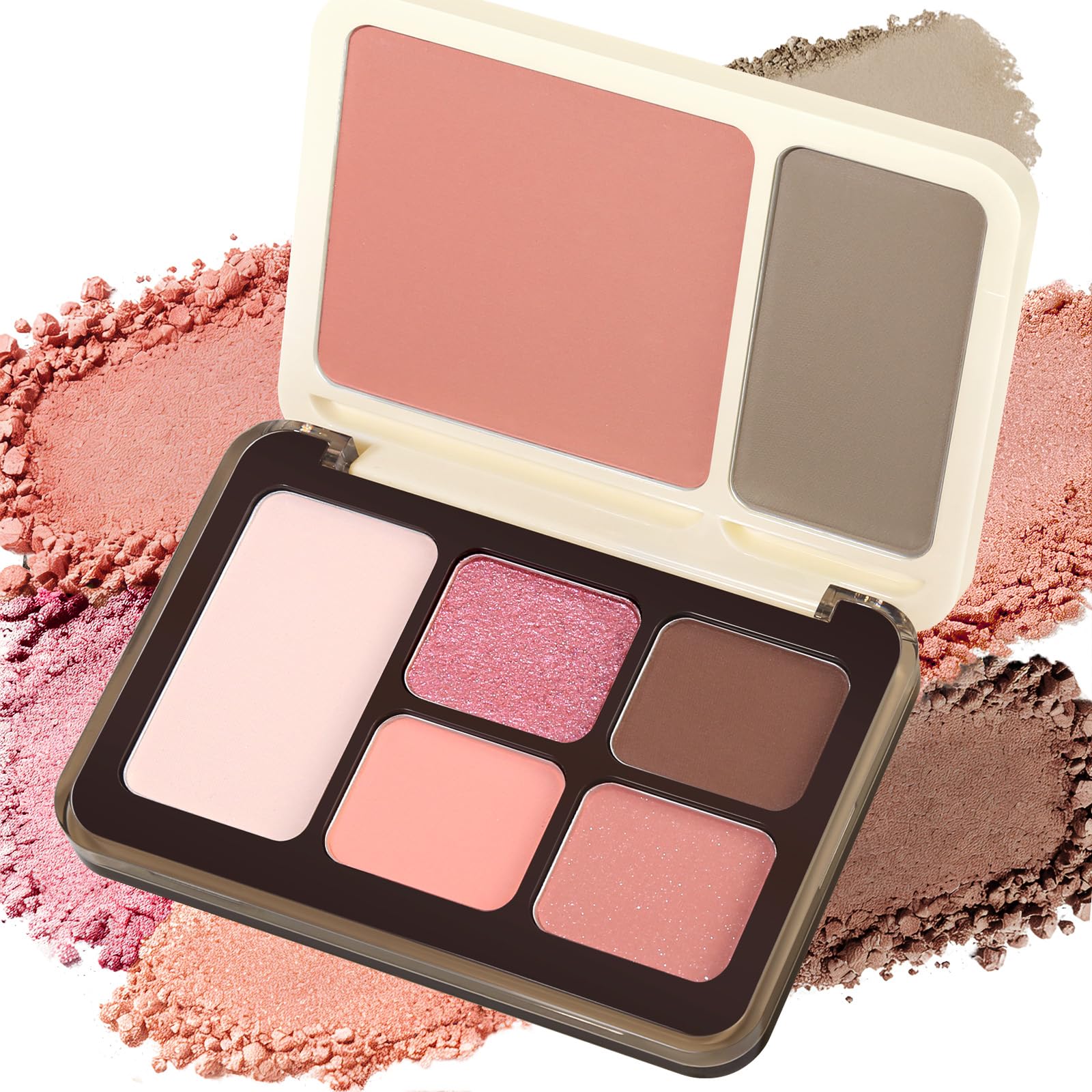 All-in-One Multi-Use Makeup Palette, Peach Glow Eyeshadow Blush Contour & Highlighter Kit, Smooth Blendable Powders, Highly Pigmented Matte Shimmer Tones, Long Lasting Makeup for Daily & Party Use 03 03 Dusty Rose