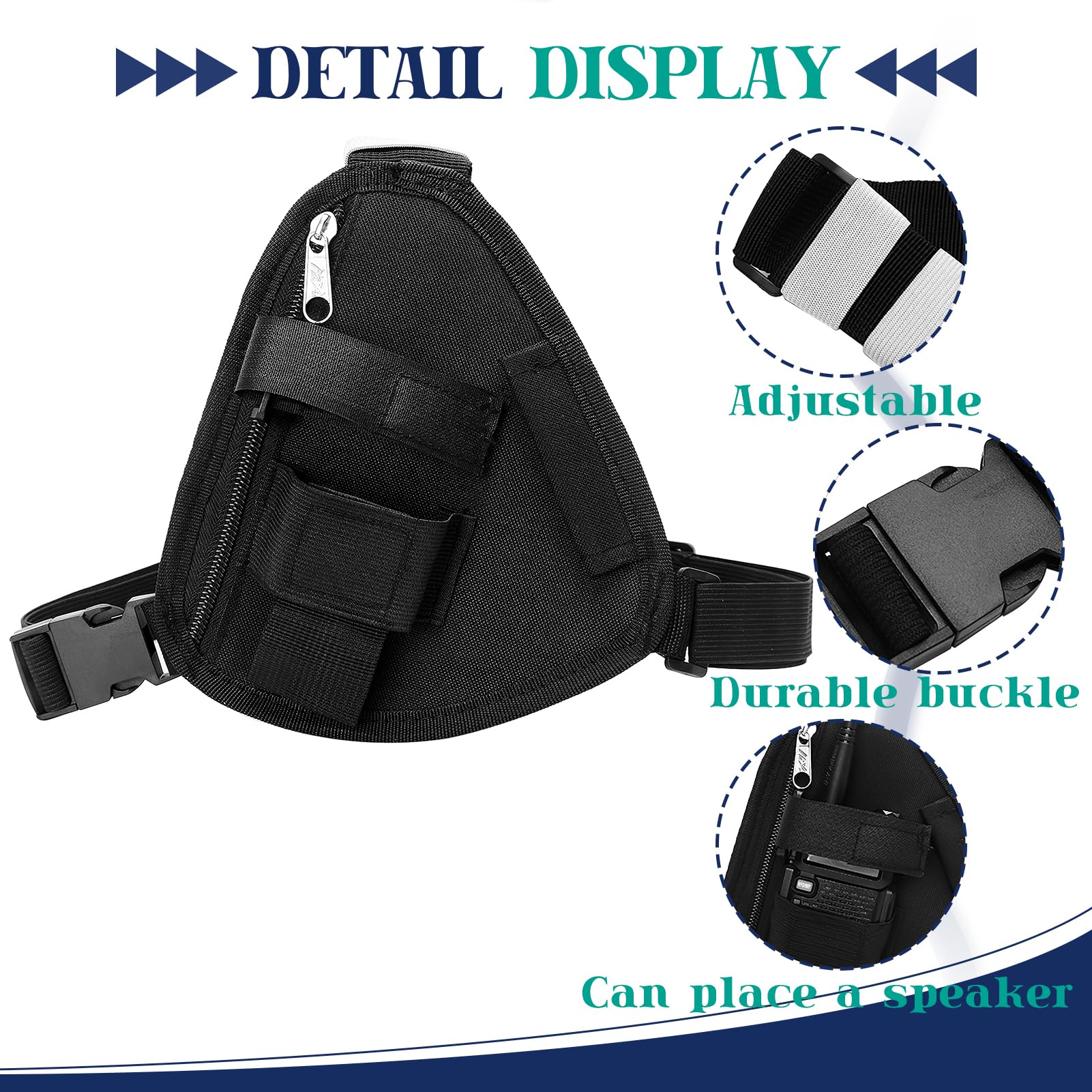 Pettorina per radio al petto, con cinturino regolabile, compatibile con Motorola Uniden Kenwood ICOM Baofeng Walkie Talkie leggero e durevole, ideale per le attività all'aperto