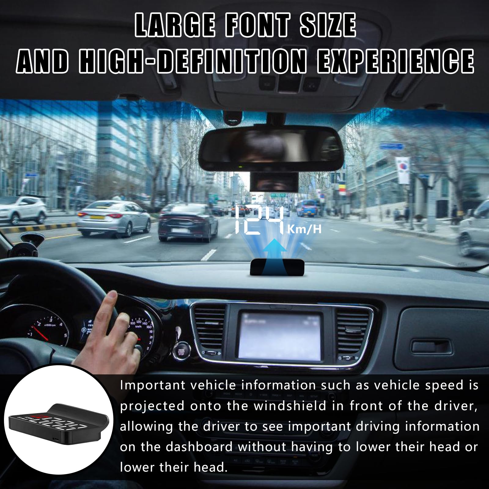Écran Tête Haute GPS Voiture – Affichage Vitesse, Alarme Fatigue & Plus, HUD Pare-Brise Pour Tous Véhicules