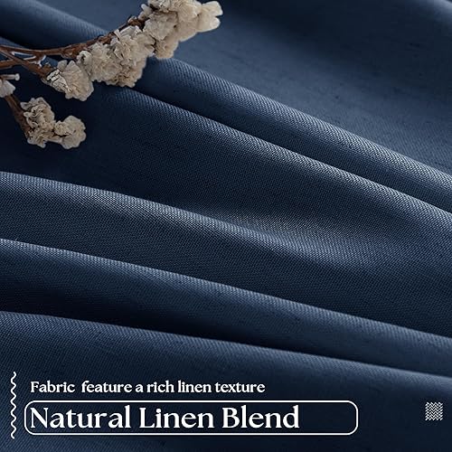 Miniatura 36 de Cortinas opacas de lino con pliegues pinzados de 90 pulgadas, 2 paneles para sala de estar, crema natural, cortinas 100% opacas de 90 pulgadas