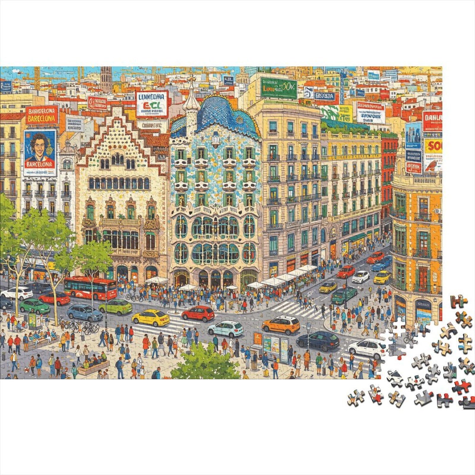 European City Jigsaw Puzzle 1000 Pieces Recyclable Paper Busy Streets Puzzle for Adults Fun And Challenging Family Game Gift for Men‘s Birthday 70x50cm/1000pcs
