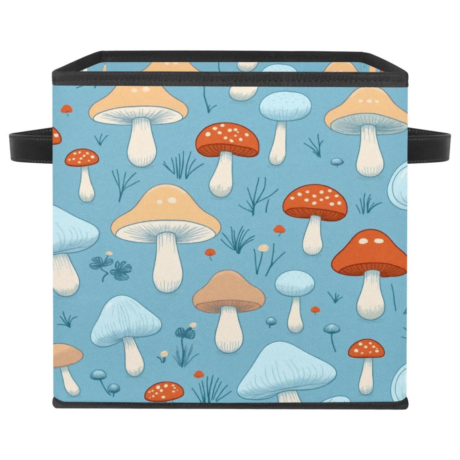 Boîte de rangement pliable motif champignon bleu pour organiser votre chambre