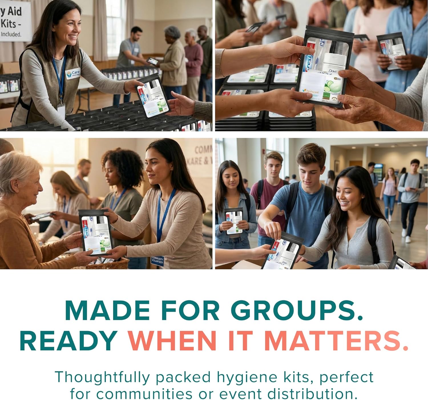 Stuhrling Bottle TrekTote 50 Pack Assemble Your Own Hygiene Kit, Bulk Hygiene Essentials, Travel Size Toiletries Set with Comb, Toothbrush, Toothpaste, Shampoo, Deodorant, Bag and More