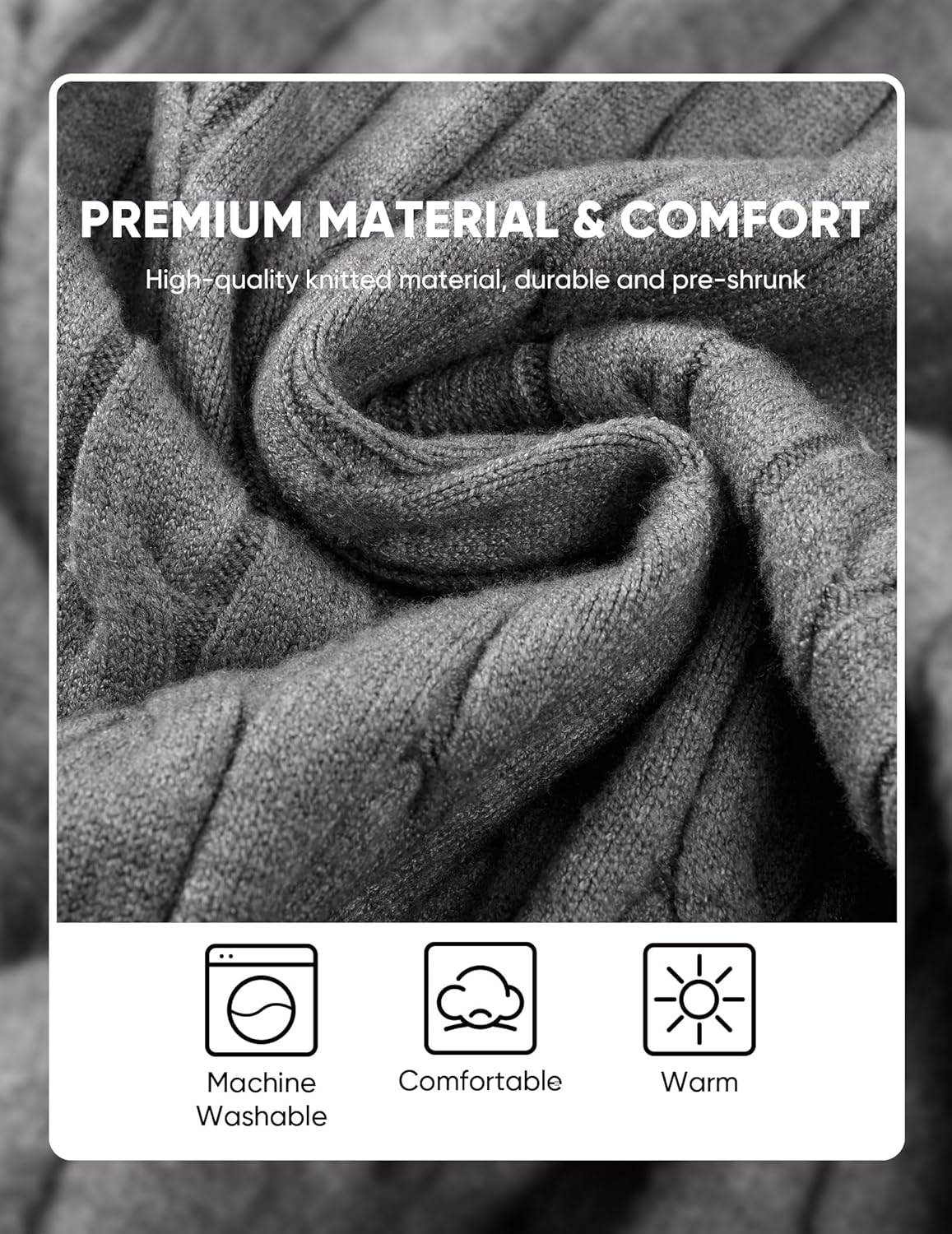 JMIERR Mens Cardigan Sweater Cable Knit Button-Down Sweaters V Neck Warm Winter Cardigans with Pockets - Image 5