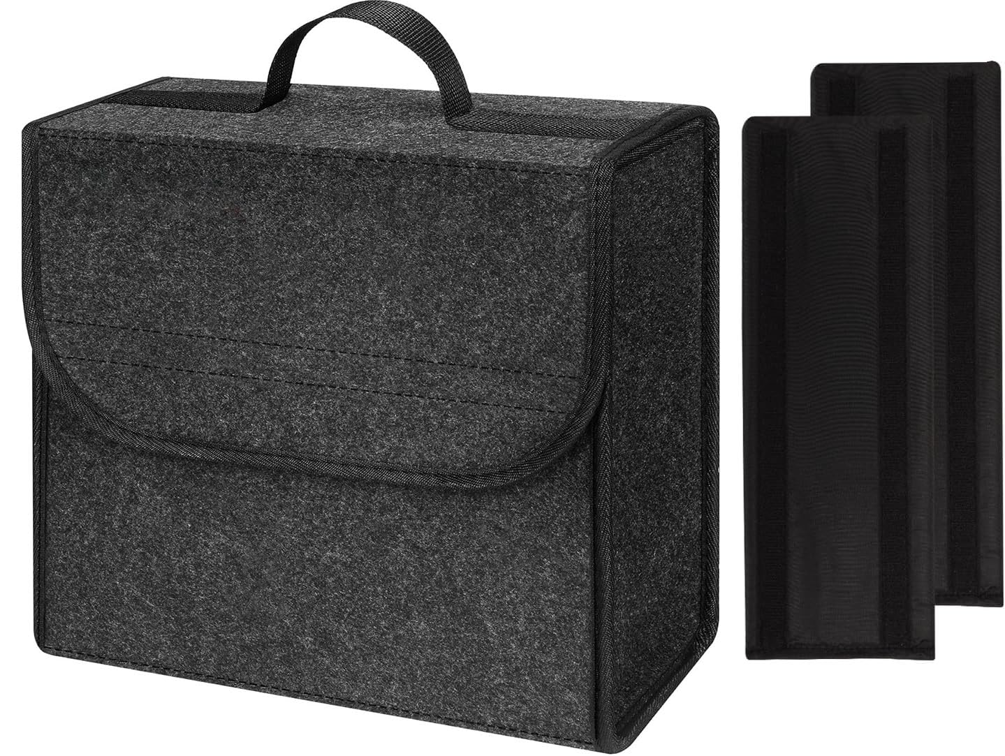 Einesin Upgrade Car Boot Bag Organiser with Reinforced Side Panels for Tools Breakdown Emergency Travel Tidy Van Caravan | Felt Bag in Black | Car Accessories Interior(30x15x30cm-1PC-Upgraded)