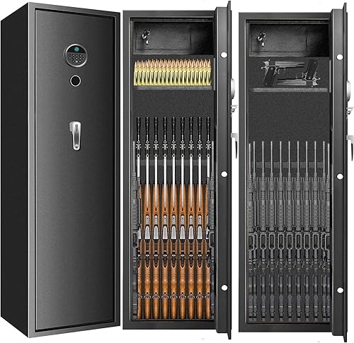 Homirxan 7-8 cajas fuertes biométricas extra grandes para rifle y pistolas caseras, resistentes antirrobo para rifles y escopetas con estante