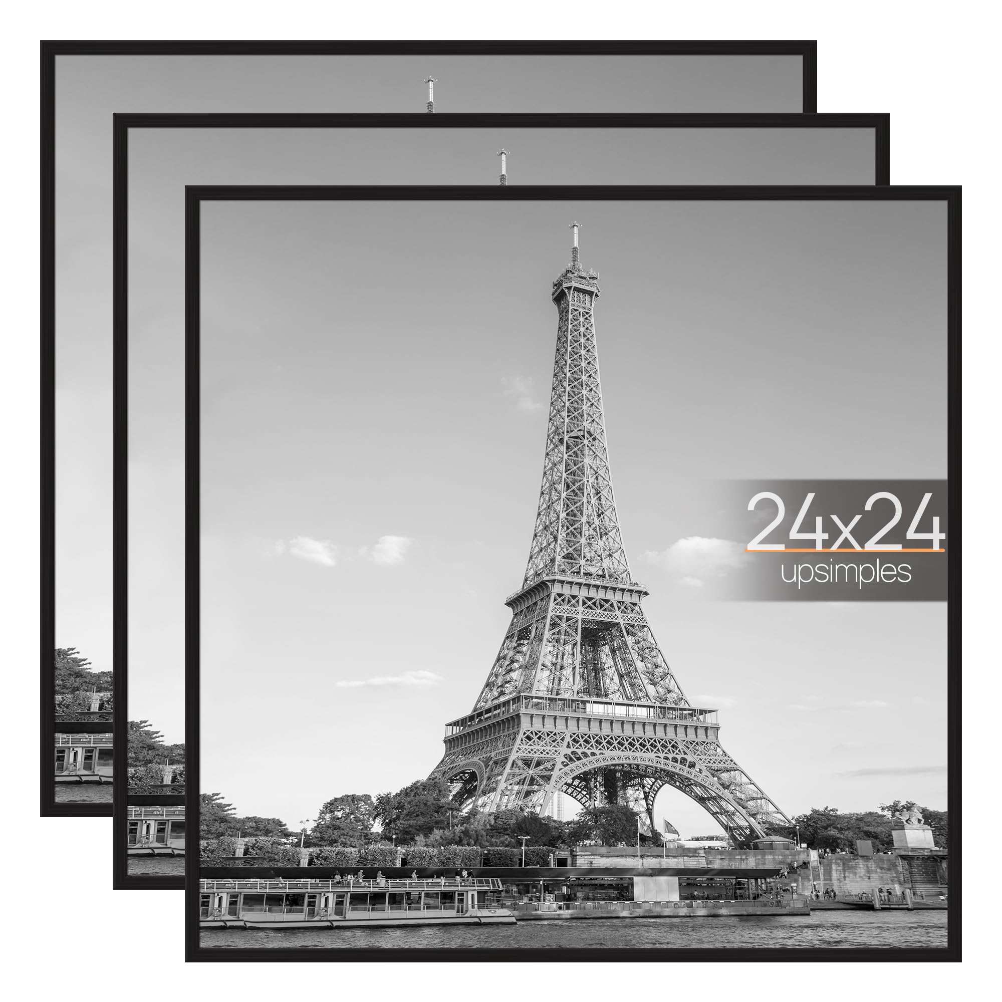upsimples 24x24 Poster Frame, Easy Slide-In Assembly, Black, 3 Pack