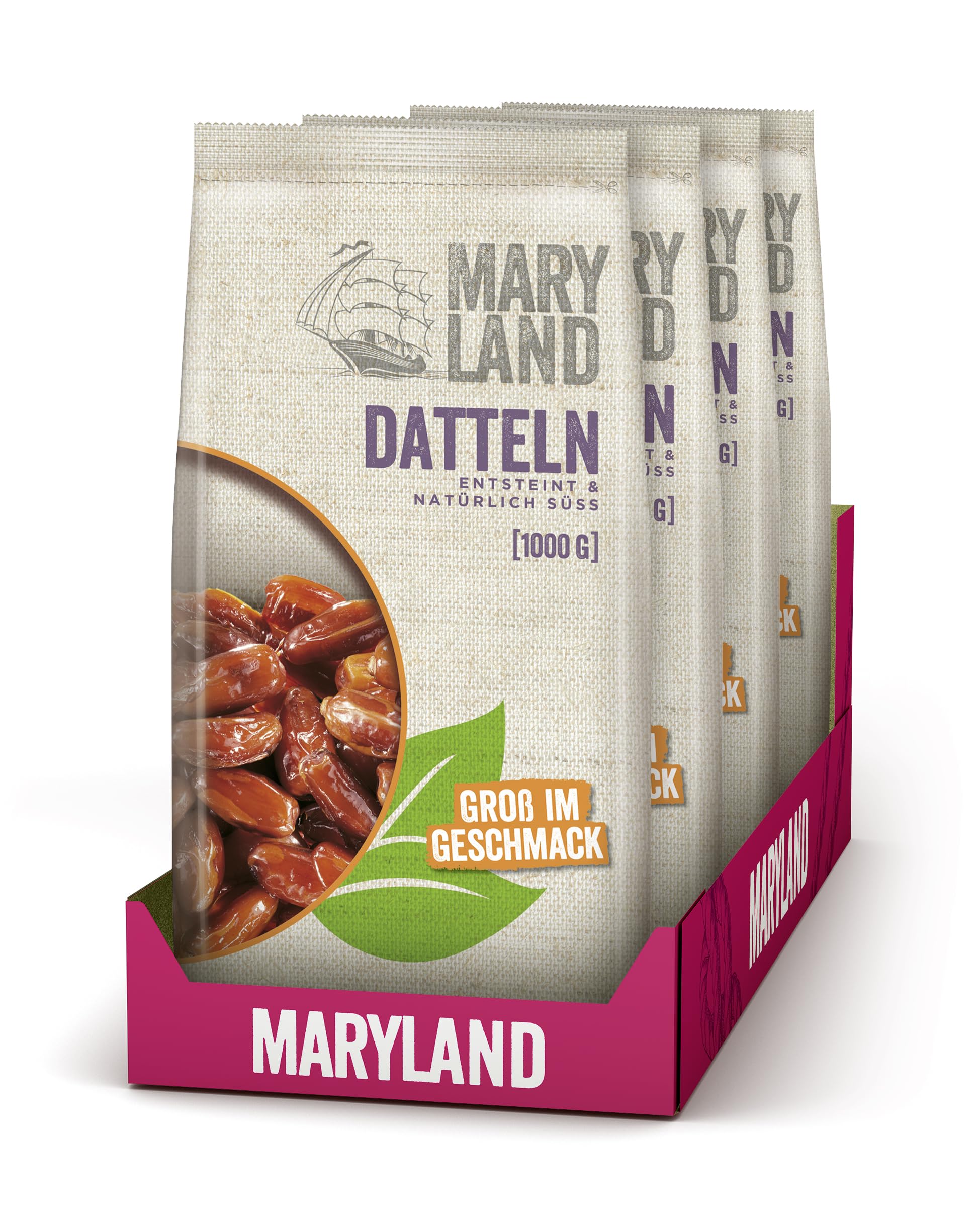 Maryland Datteln 1000g Vorratspackung 4er Pack – Datteln, entsteint – Perfekt zum Verfeinern oder Snacken (4 x 1000g)