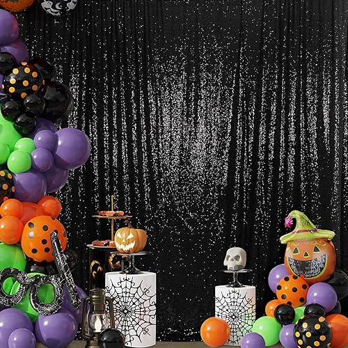 SquarePie Telón de fondo de lentejuelas de 8 x 8 pies, cortina de fondo negro brillante para fiesta de boda Negro -,Oro,Azul marino,Púrpura,Oro