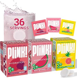 Plink! Fizzy Electrolyte Drink Tablets for Daily Hydration - 36ct Electrolyte Tablets + Sodium, Potassium, Magnesium, Low-Calorie, Low-Sugar Keto Electrolytes Powder Hydration Packets Water Flavoring