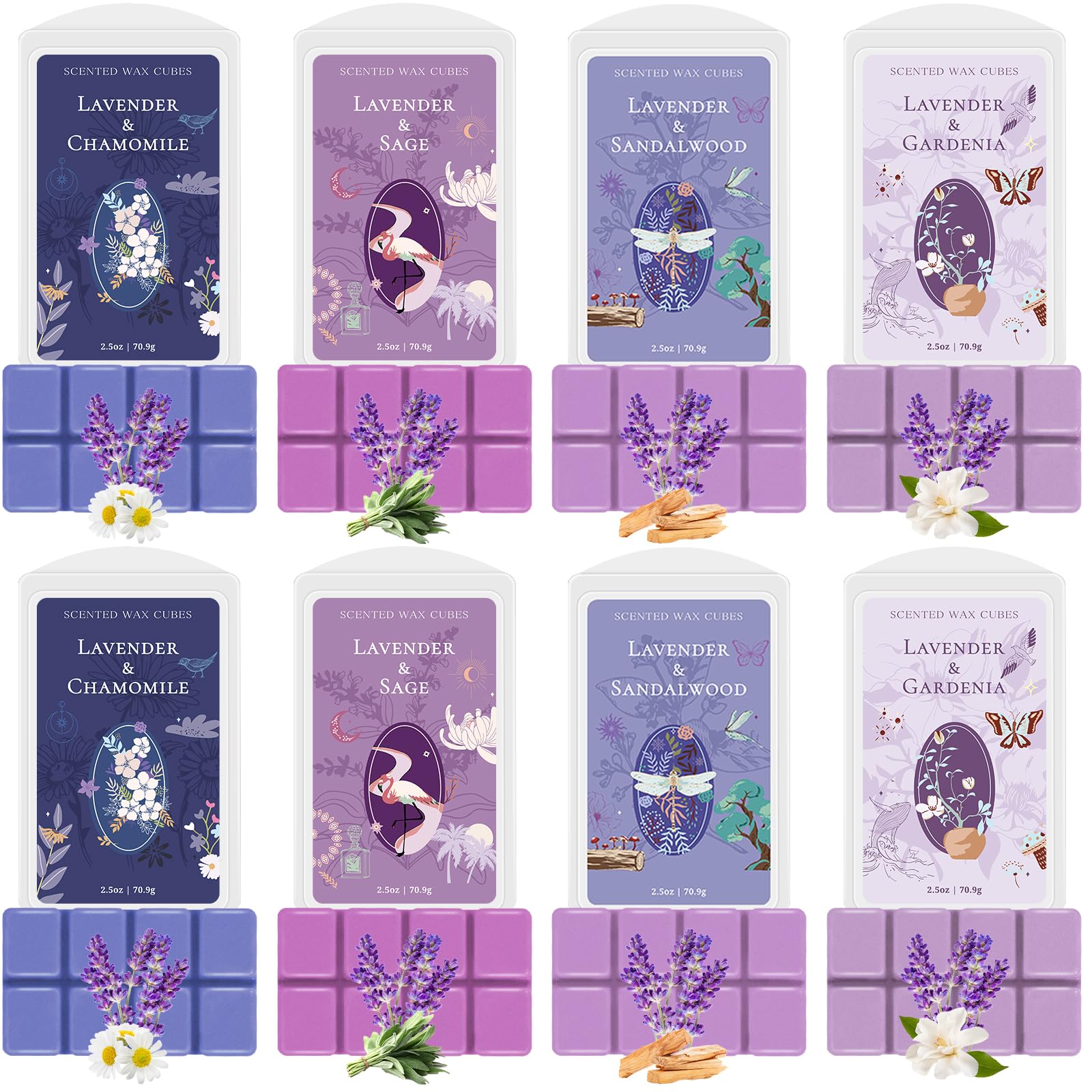 Scent-Hi Wax Melts 8 Pack, Scented Wax Melt Sleep Theme, Wax Cubes, Scented Soy Wax for Wax Warmer Mlet for Home Fragrance