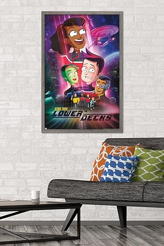 Miniatura 2 de Trends International Star Trek Lower Decks - Póster de pared de arte clave, 22.37 x 34.00 pulgadas, versión enmarcada de madera de granero