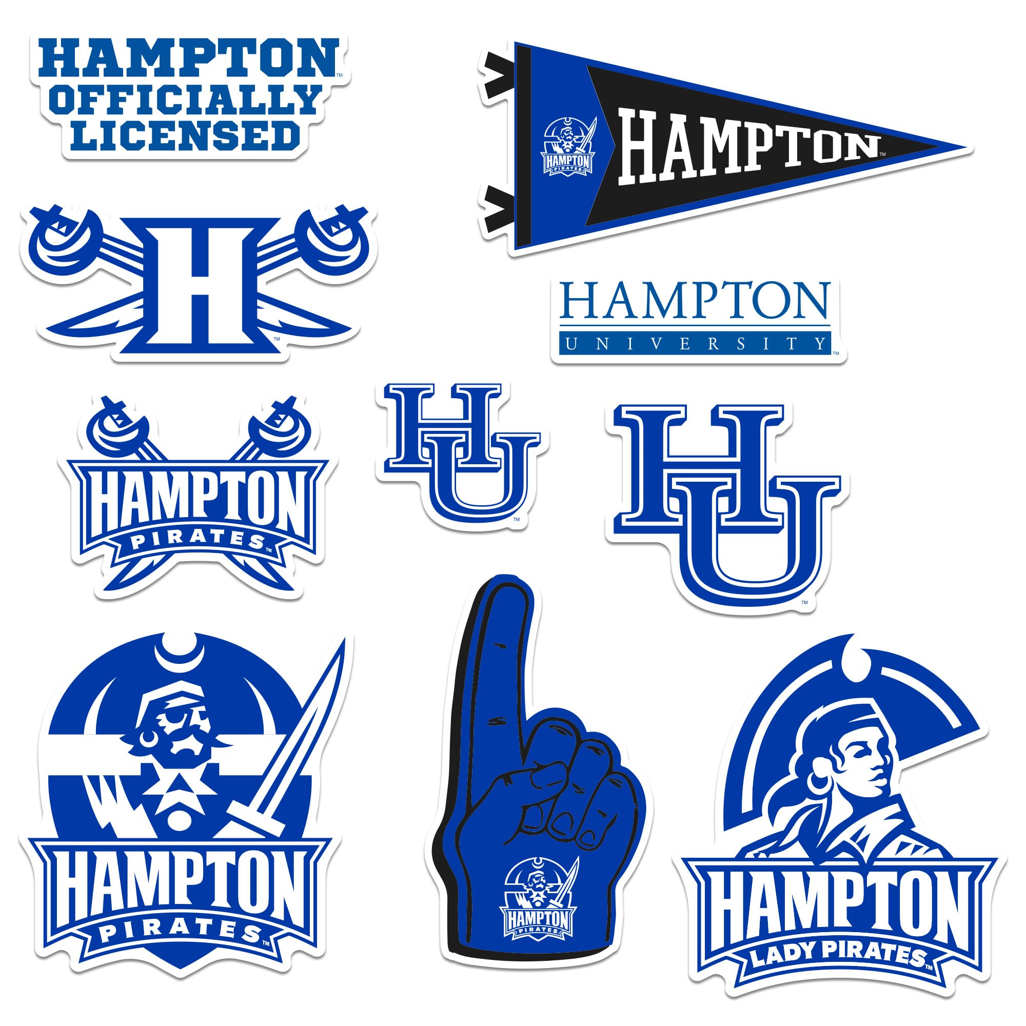 Hampton University 9ct Vinyl L Deluxe Stickers, Indoor/Outdoor, Set of 9