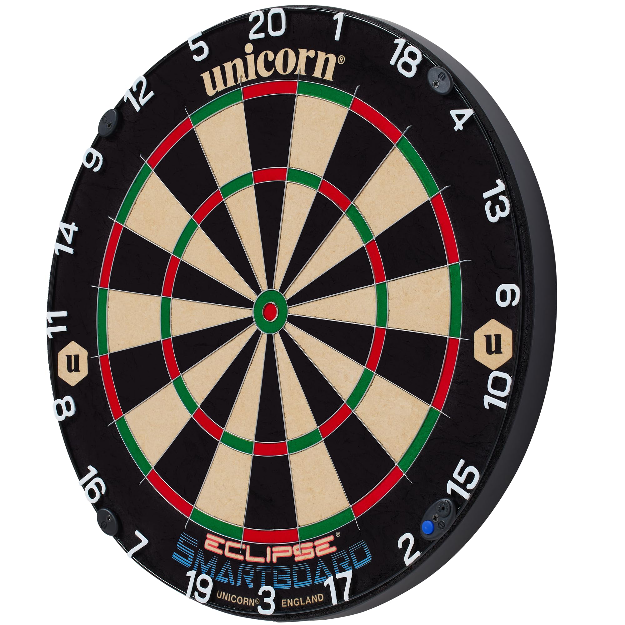 Unicorn Cible de fléchettes électronique | Smartboard | Poils en sisal Traditionnel | Se connecte à l'application Bluetooth Scorebuddy | Comprend 6 fléchettes à Pointe en Acier
