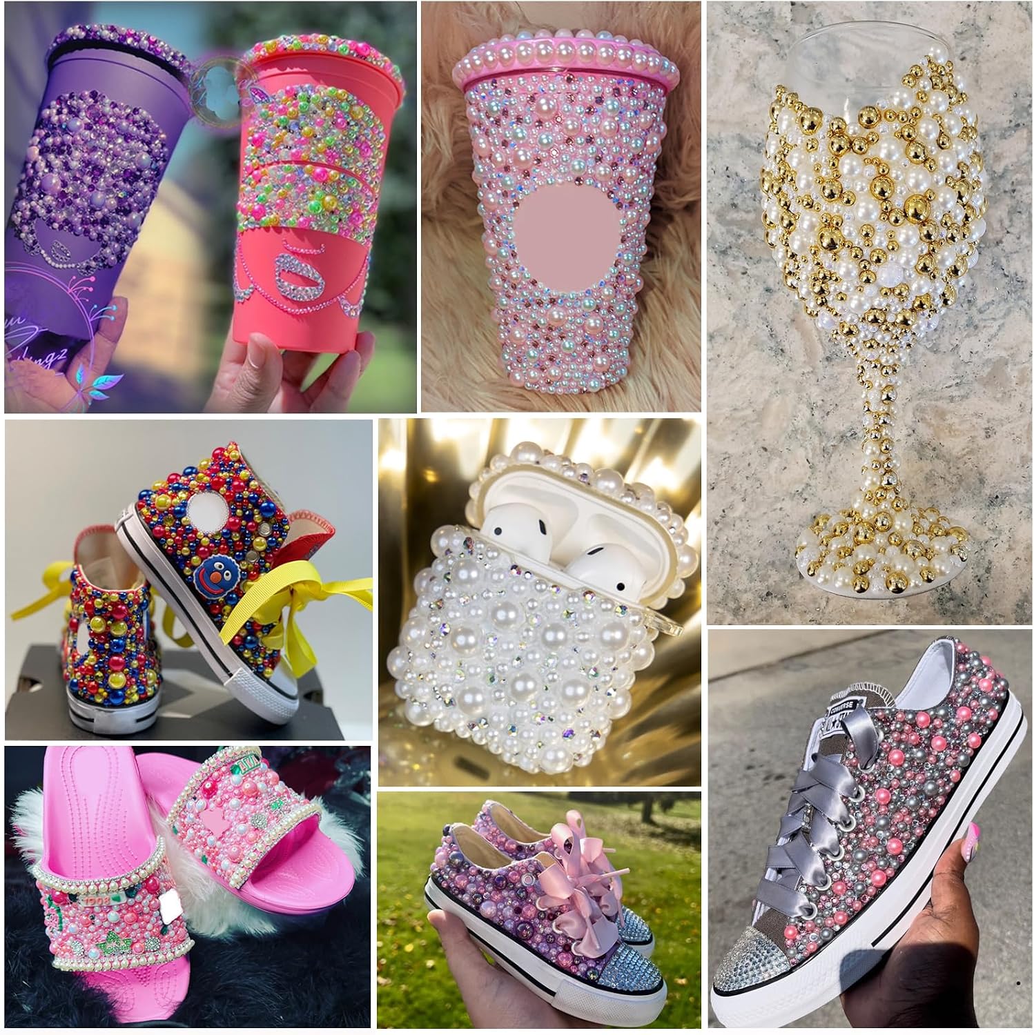 60g Mix Pearls and Rhinestones for Crafts, 2mm-10mm Pink Pearl Rhinestones for Shoes Nails Face Art, Tumbler Bedazzling Half Pearls and Gems, with Picker Pen