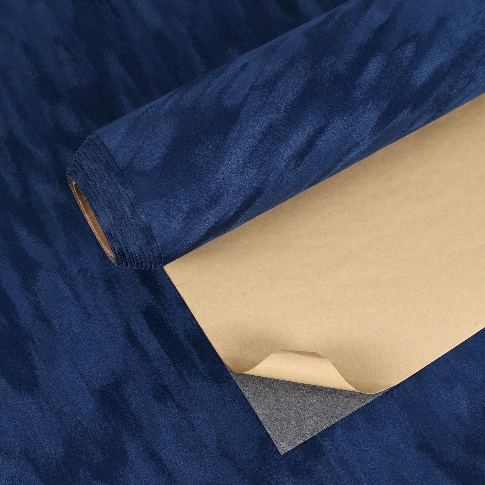 VEELIKE Marineblau Stofftapete Selbstklebende Tapete Samtstoff Schräges Muster Filz 40 cm × 300 cm Klebefolie Blau Samttapeten Samt Tapete Schlafzimmer Möbelfolie Schmuckkästchen Dekorfolie Möbel