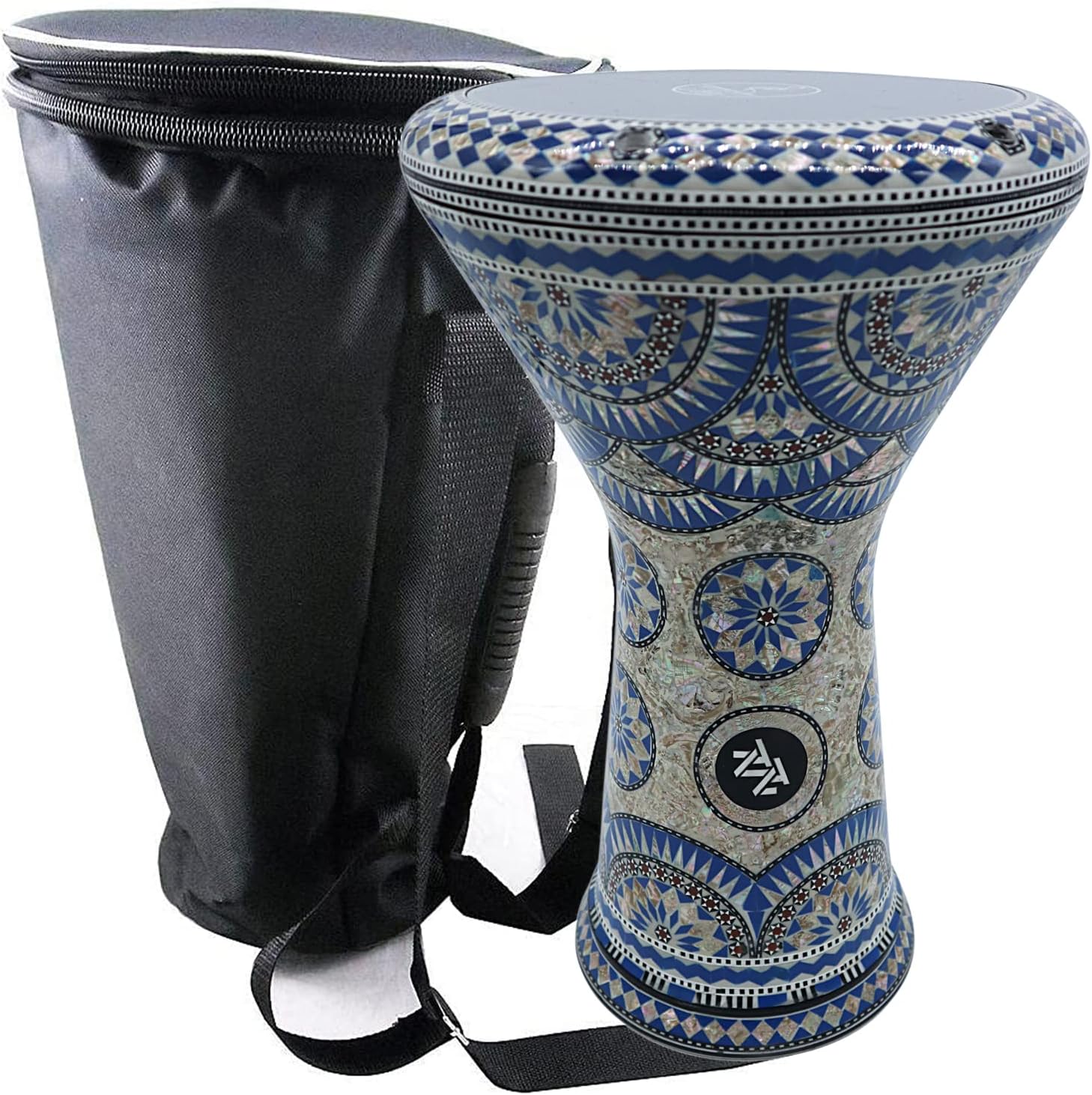 The 17.5" Zaza Percussion Egyptian Mother of Pearl Darbuka Doumbek (Black Star)