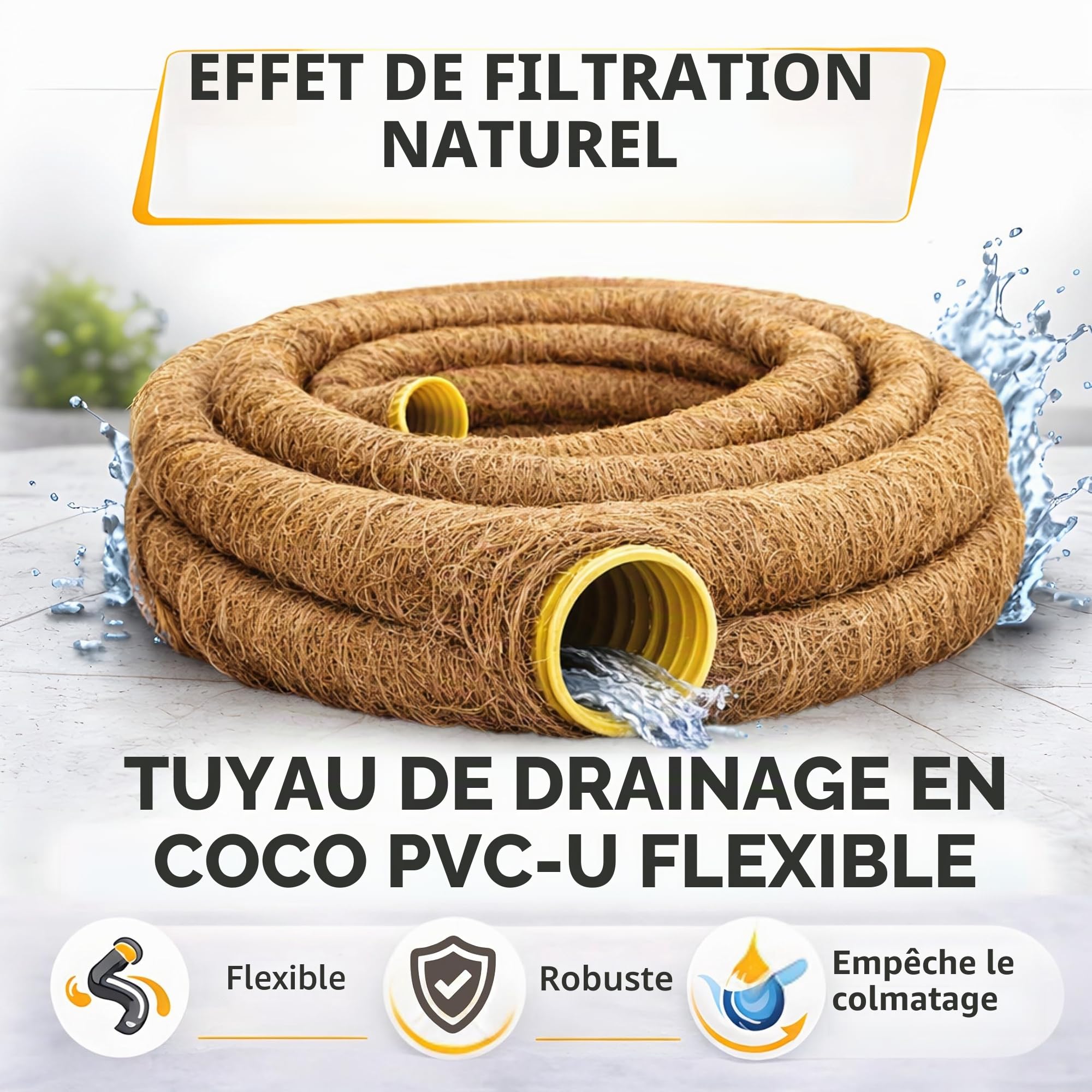 Doubleyou Geovlies & Baustoffe Tuyau de drainage DN 80 perforées avec Coco Filtre, Coco gainé, drainage – Doubl eyou geovlies & Matériaux de Construction® 20m