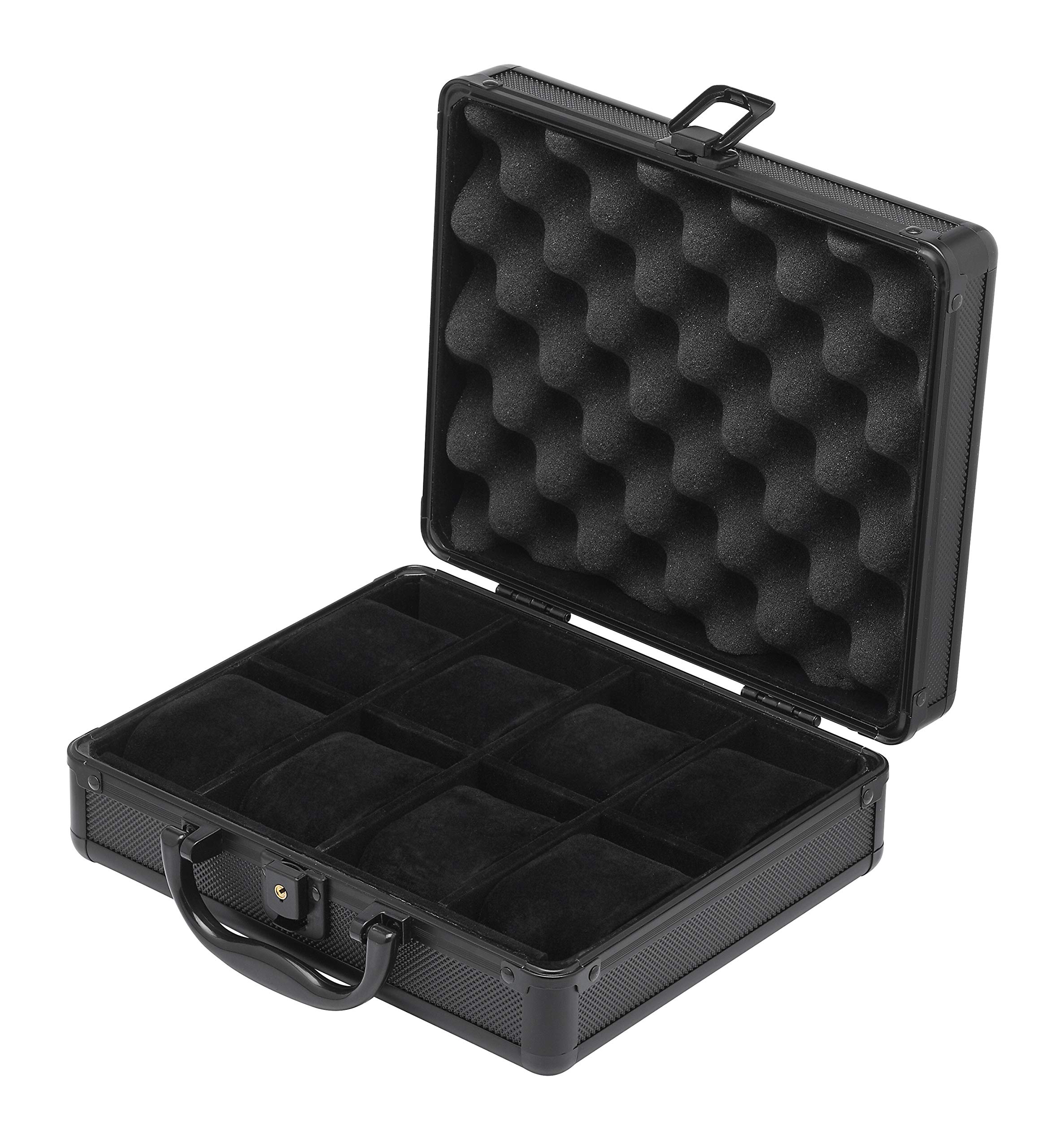 Buy Black Watch Storage Case Aluminum Metal Briefcase for 8 Mens or Ladies Watches with Key Gift