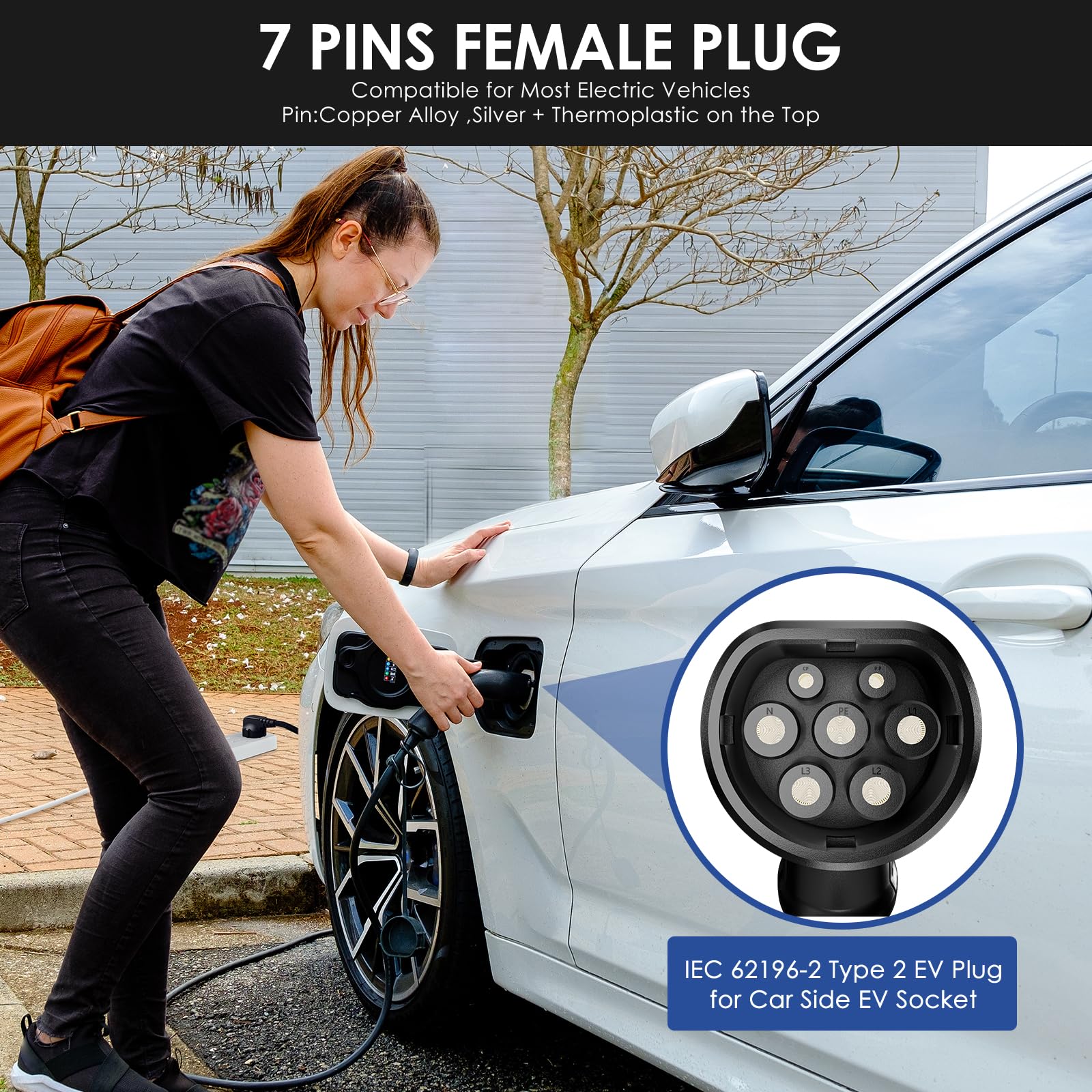 EV Ladegerät 7.5M Elektroauto Ladekabel Typ 2 Schuko mit Digitalem Display Steuerbar 6/8/10/13/16 A, 220-240 V, 3,68 kW Tragbares ladegerät für EV/PHEV Standard IEC 62196-2 Zimiking