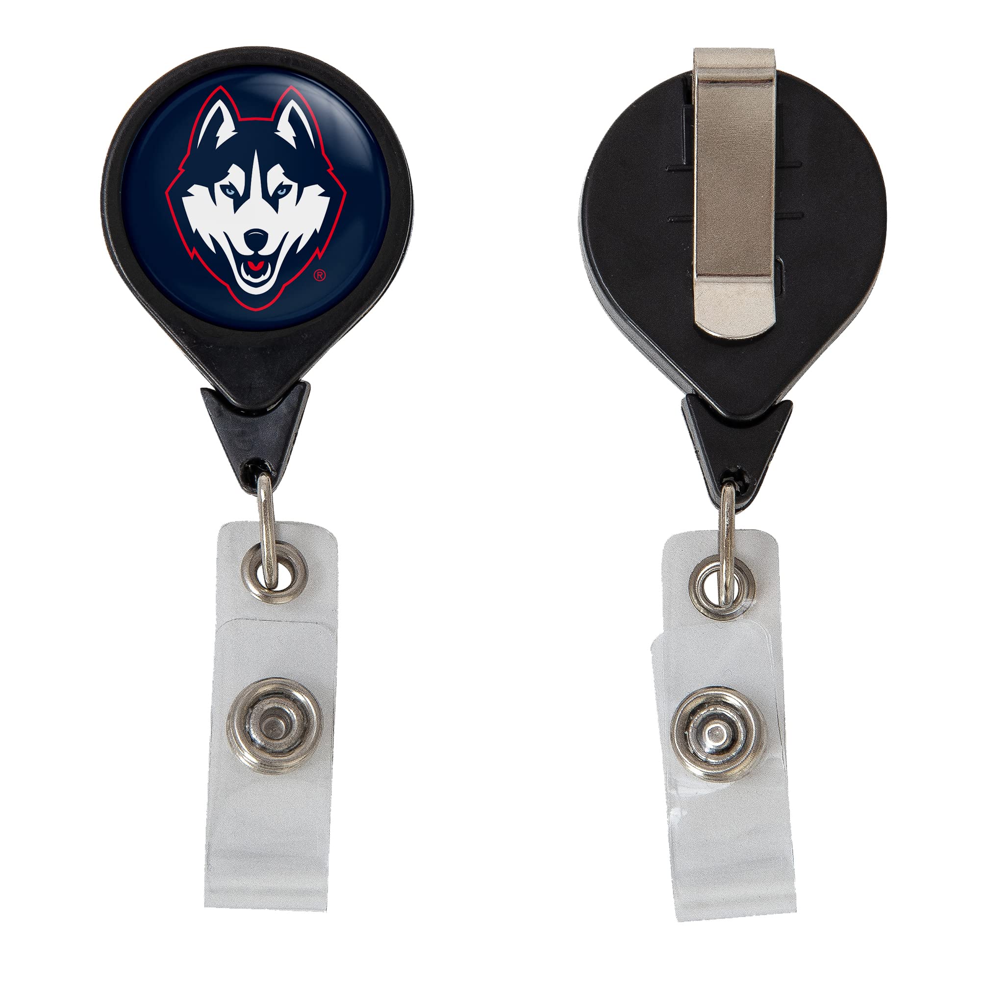 Desert Cactus University of Connecticut Retractable Badge Holder UConn Huskies ID Badge Reel with Ticket Clip for Lanyard, Work, School & Office Access