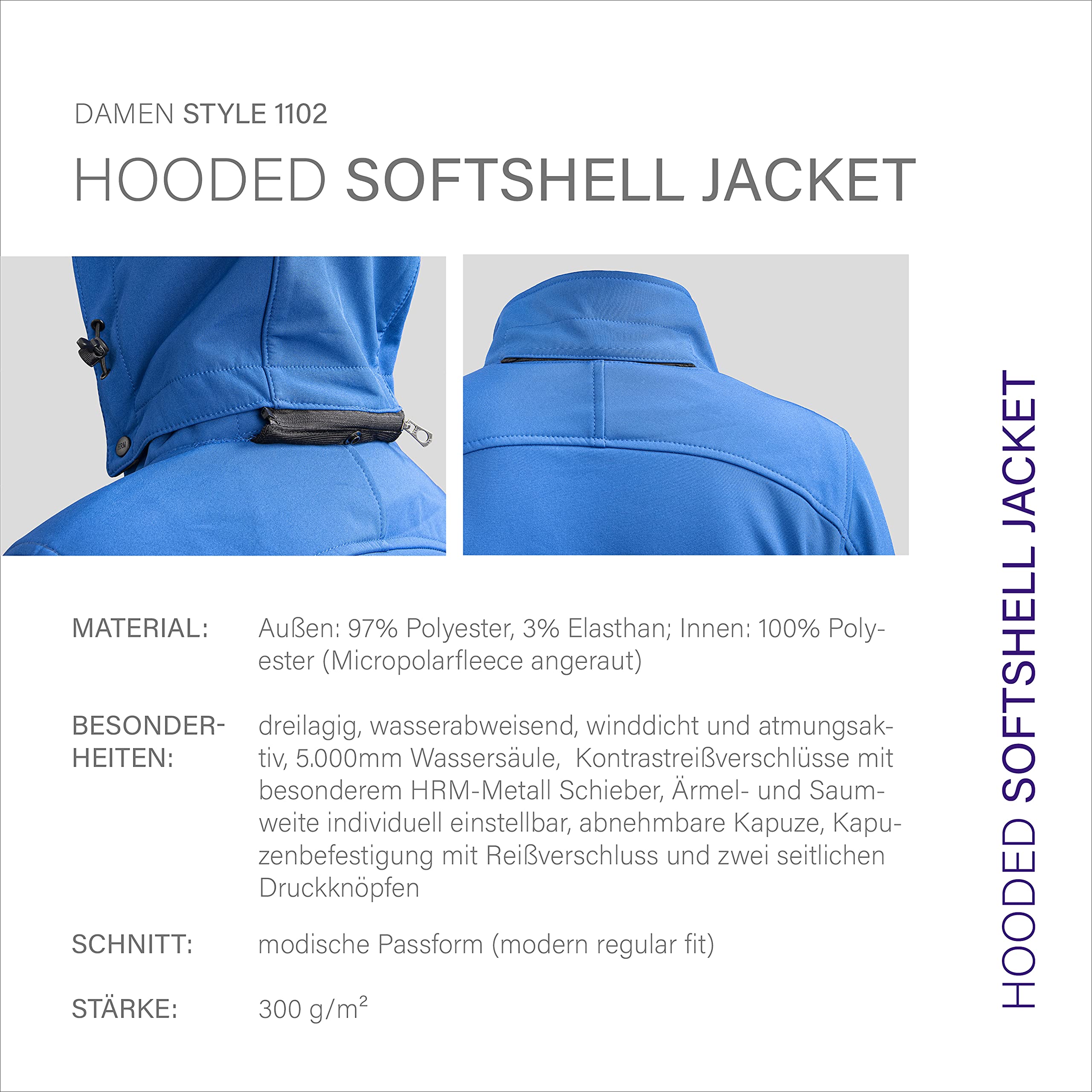 HRM 1102 Veste à Capuche Softshell Femmes I Blouson Femme Premium Imperméable I Colonne d’Eau 5000mm I Veste Fonctionnelle I Vêtement de Travail I Habits Femme de Qualité Durables Femme