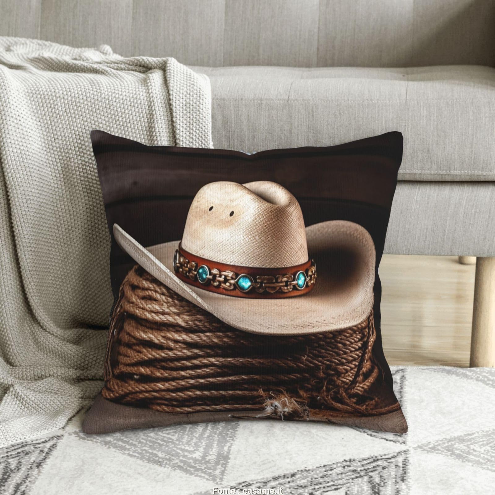 Housse de coussin velours côtelé 50,8 cm : l'élégance du motif rodéo américain