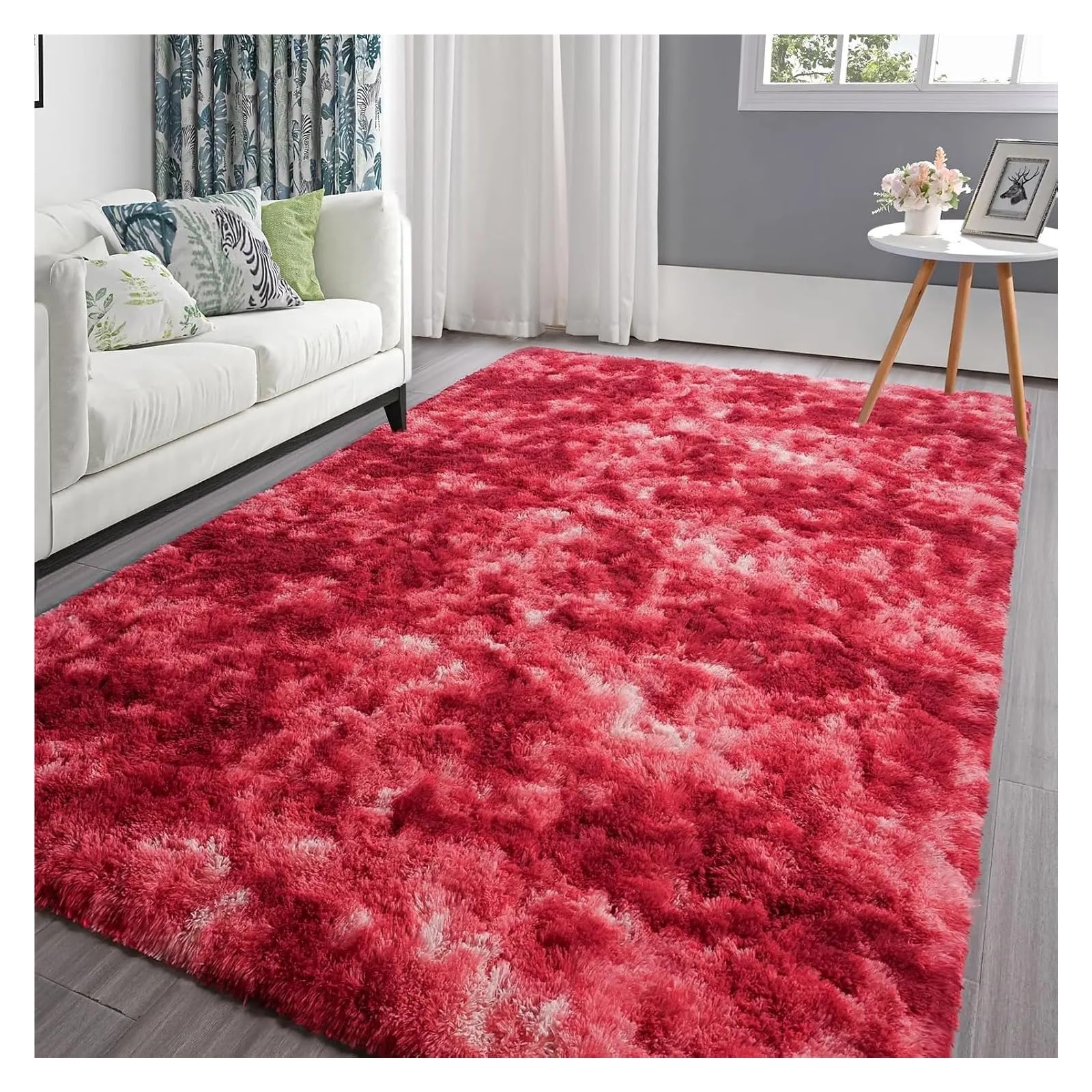 Tapis peluche douce rouge foncé 200x200cm haute densité