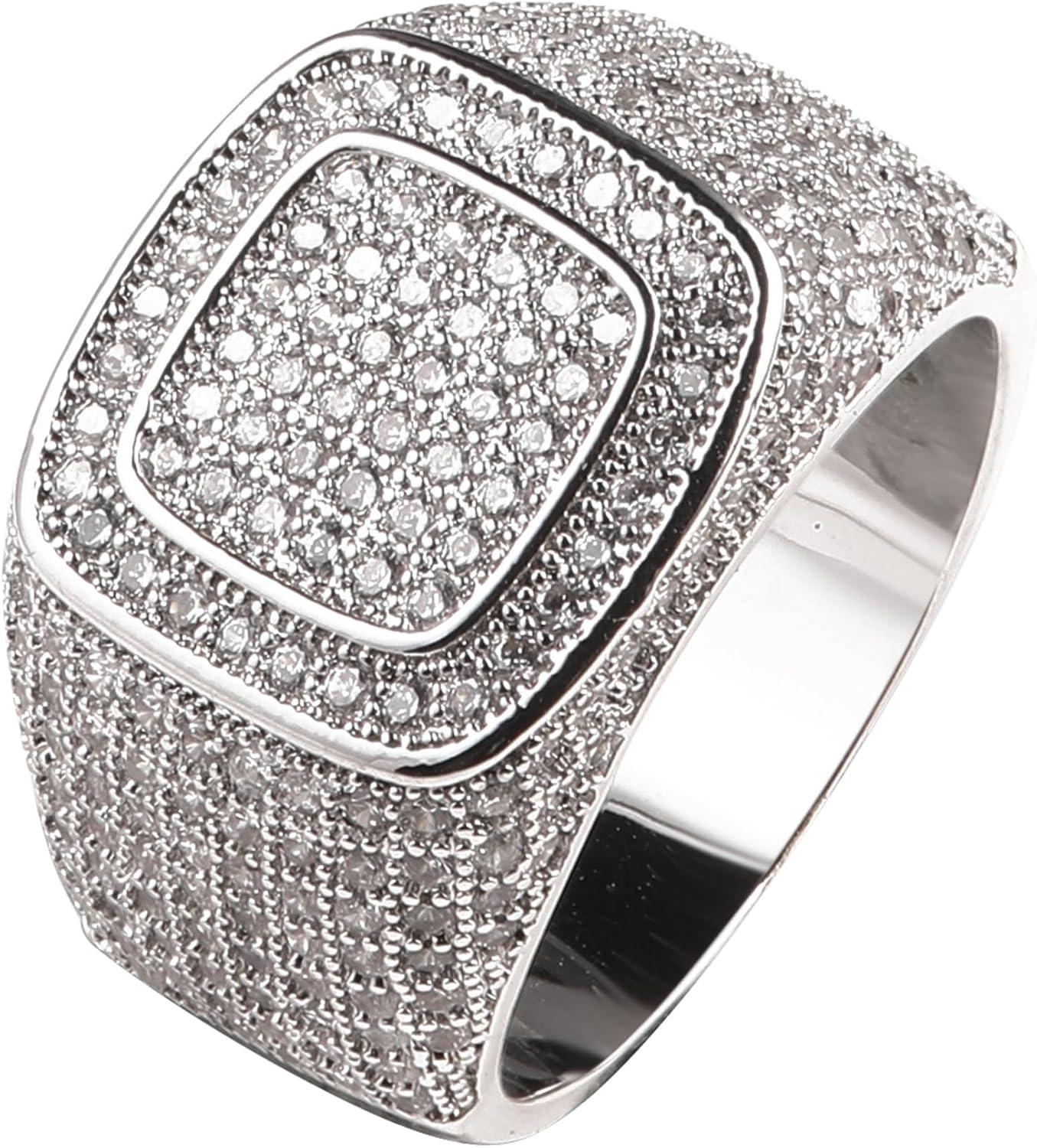 Iced Out Mens Pinky Ring - 18k Gold Plated Bling Hip Hop Cubic Zirconia Jewelry - Created Diamond Signet for Women Gifts