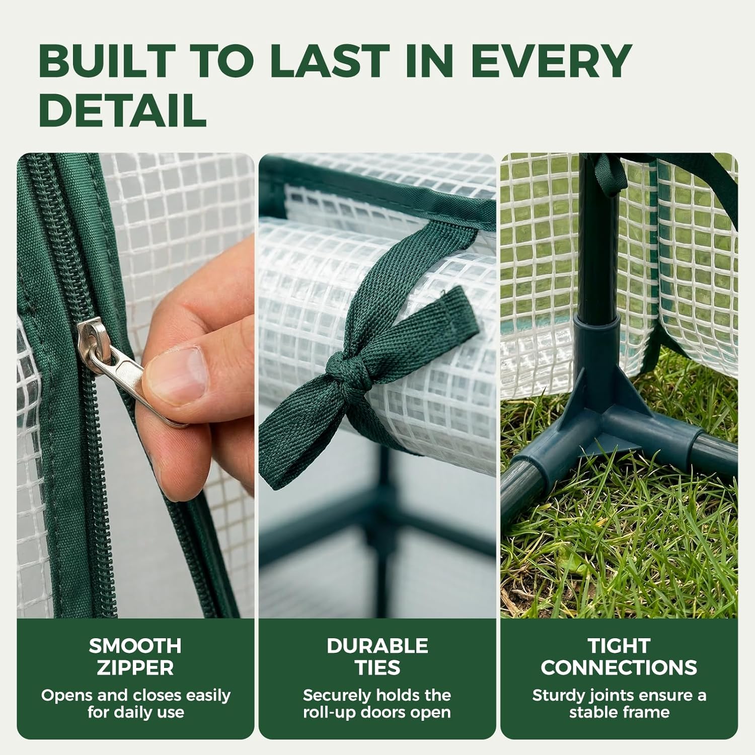 106 x 36 x 34-Inch Mini Greenhouses Outdoors with Zippered Doors & Roll-up Windows Portable Quick-Setup Small Green House Waterproof UV Protected PE Cover Shelter for Garden Plants