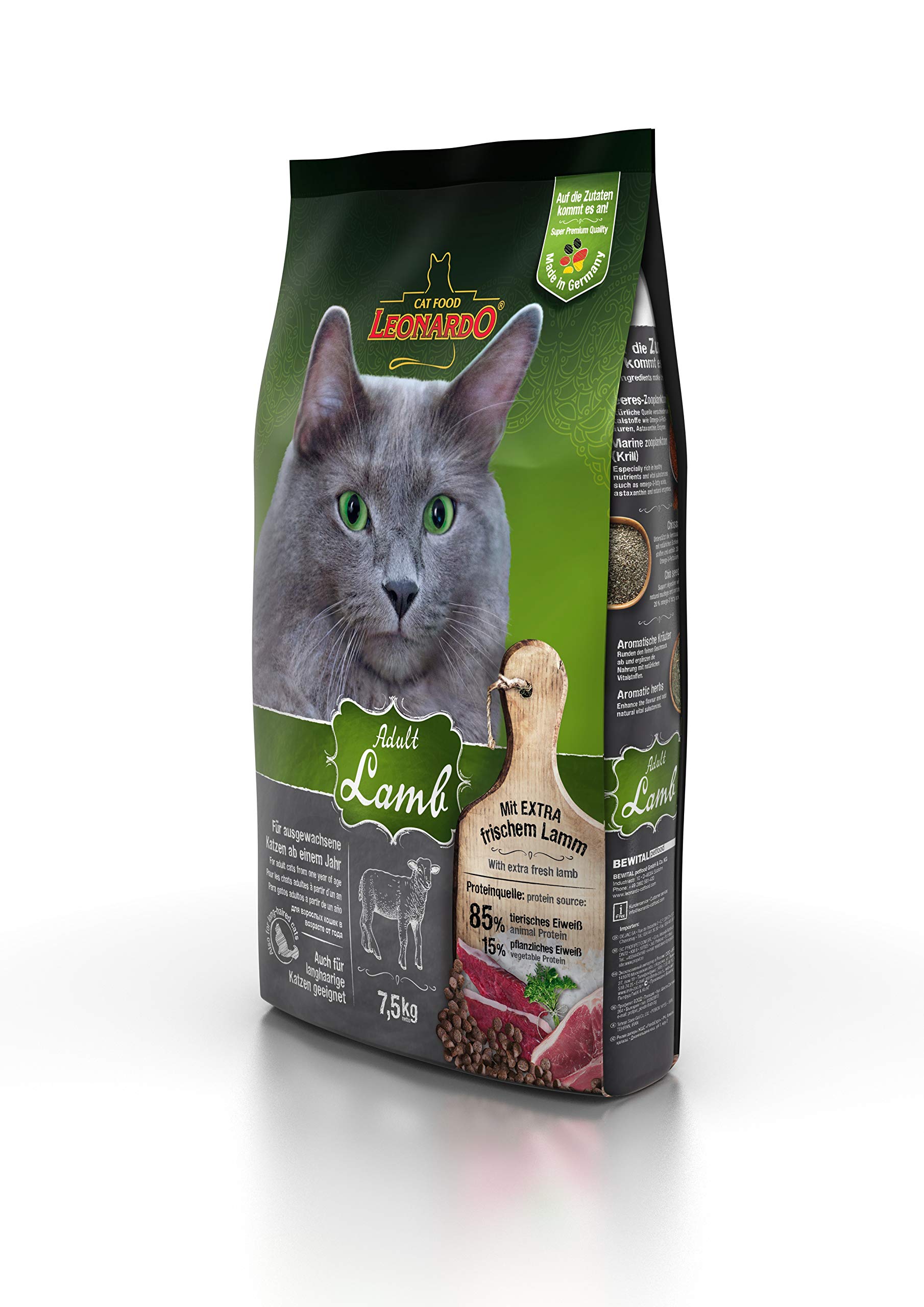 Leonardo Adult Lamb [7,5kg] Cibo per gatti | Cibo secco per gatti | Alimento completo per gatti adulti di tutte le razze di almeno 1 anno