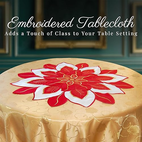 Miniatura 5 de EcoSol Designs - Cubierta de mantel pequeño bordado, elegante camino de mesa centro de mesa para mesa redonda o cuadrada, ideal para eventos,