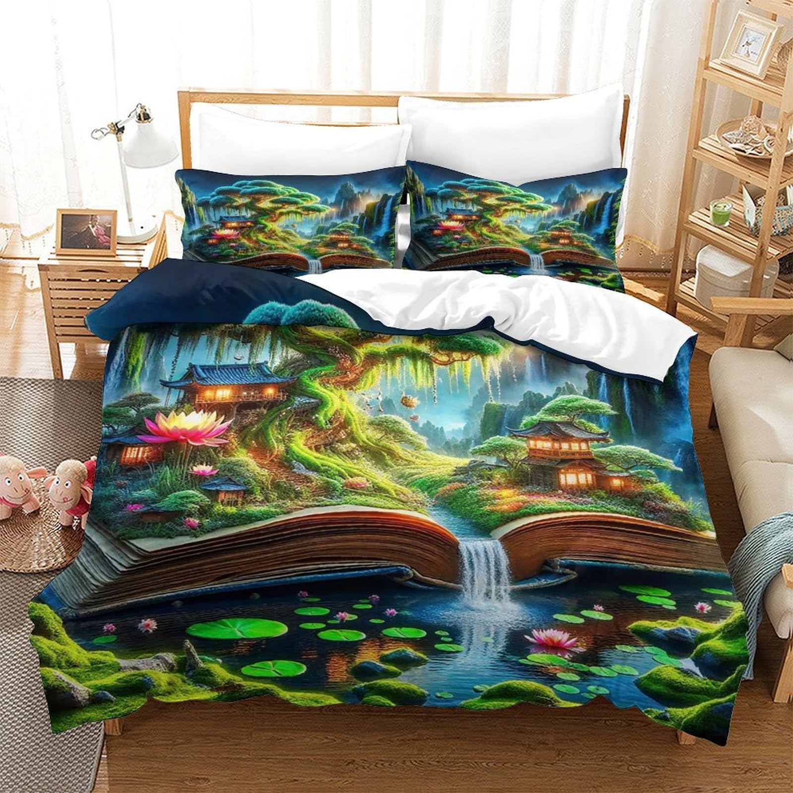 Housse de couette Arbre de vie en microfibre douce et finitions premium