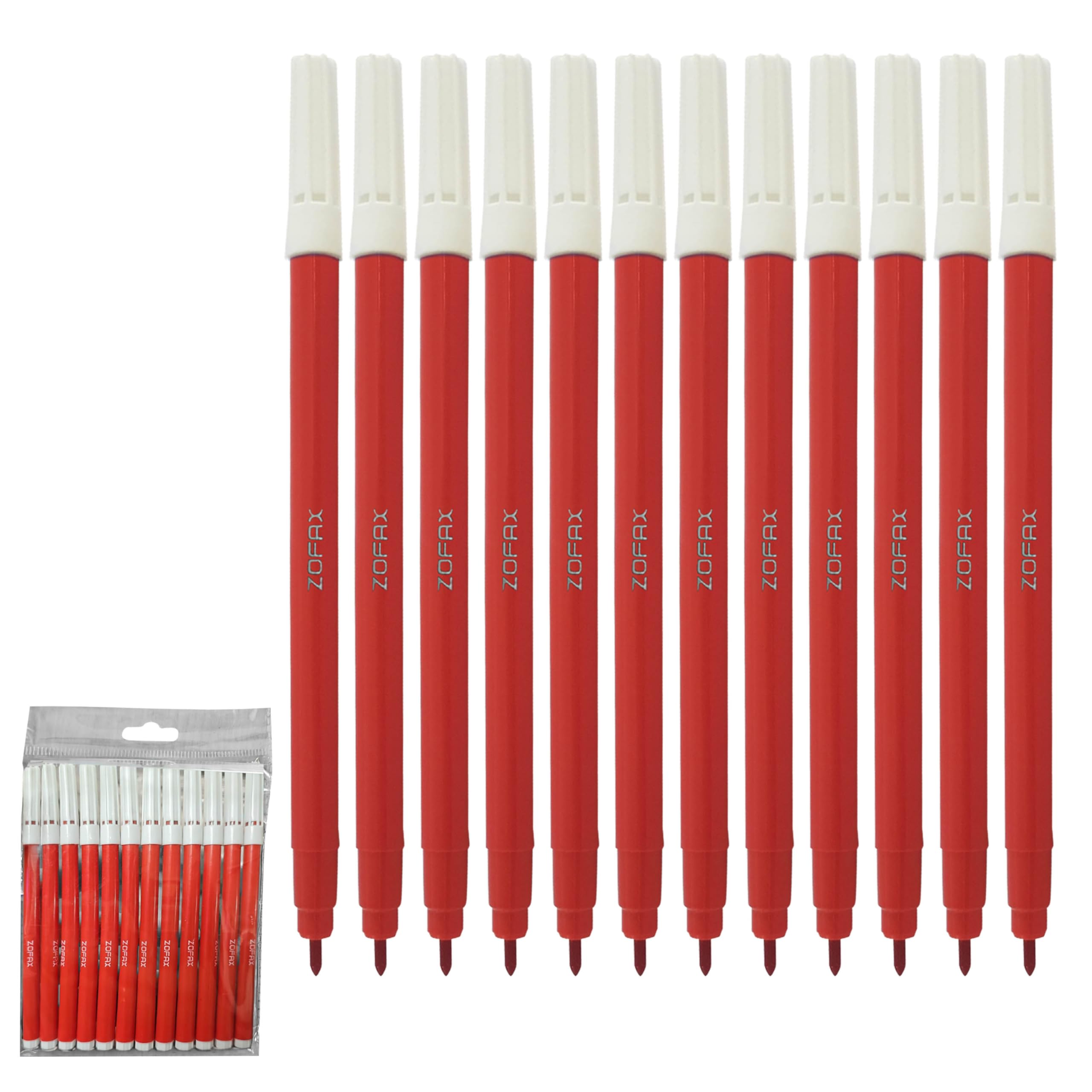 ZOFAX Sketcho Single Colouring Felt Tip Pens, Fine Point, RED, Pack of 24, Felt Tip Pens for Colour Draw Sketch Write Mark, Ideal for School Office Home Use