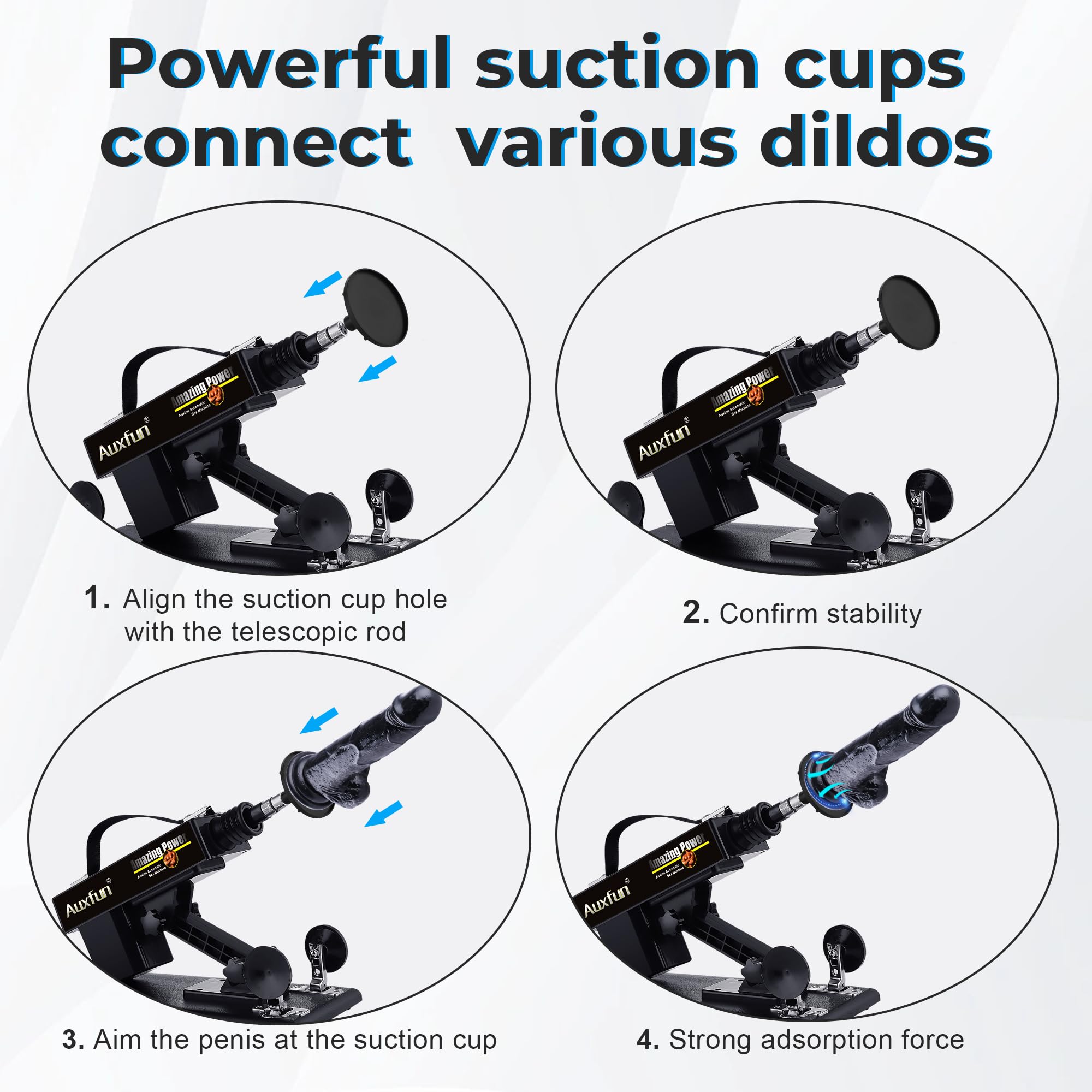 AUXFUN Sex Machine Love Machine Fuck Machine with  Adapter,Automatic Dildo Machine Thrusting Machine with 3 XLR Connector,Fucking Machine Couple Sex Toys 8 Attachments for Male and Female: Suction Cup