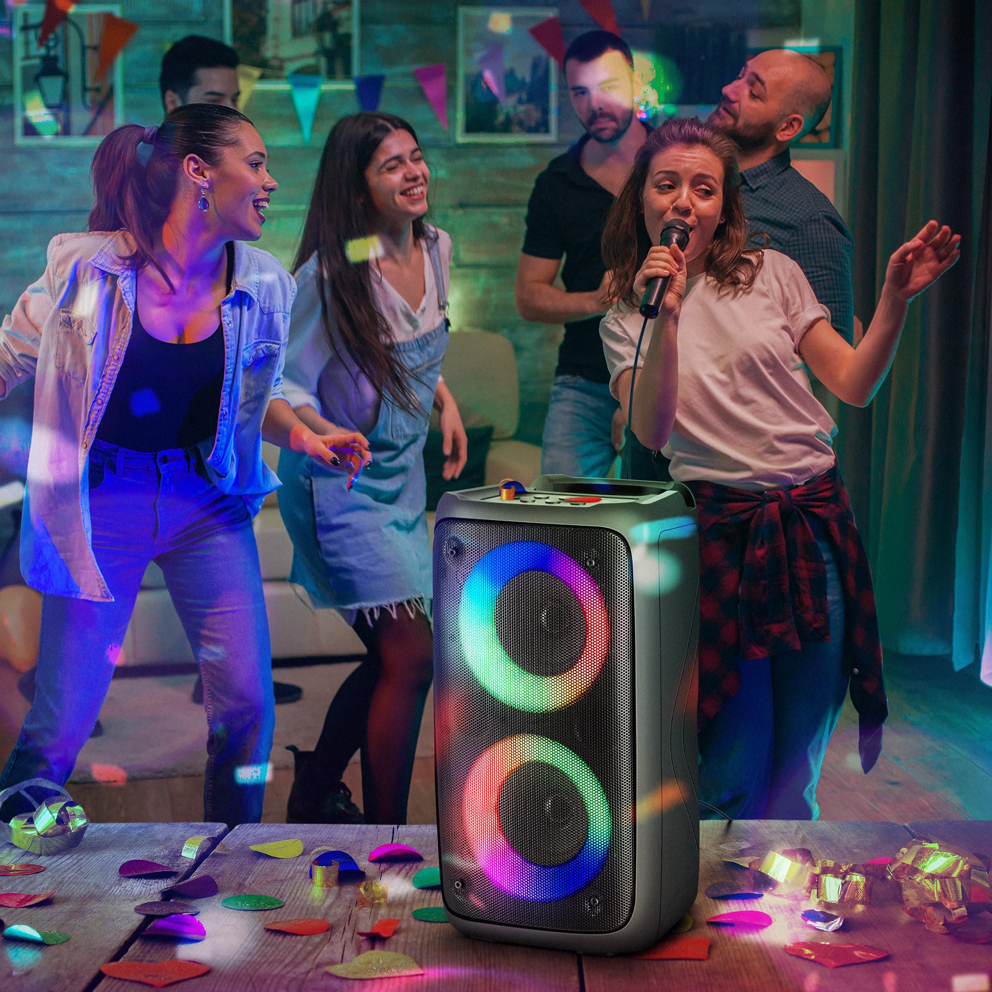 DEFENDER Altavoz Boomer 20 Bluetooth de 20 W de luz/BT/FM/USB/AUX/MIC